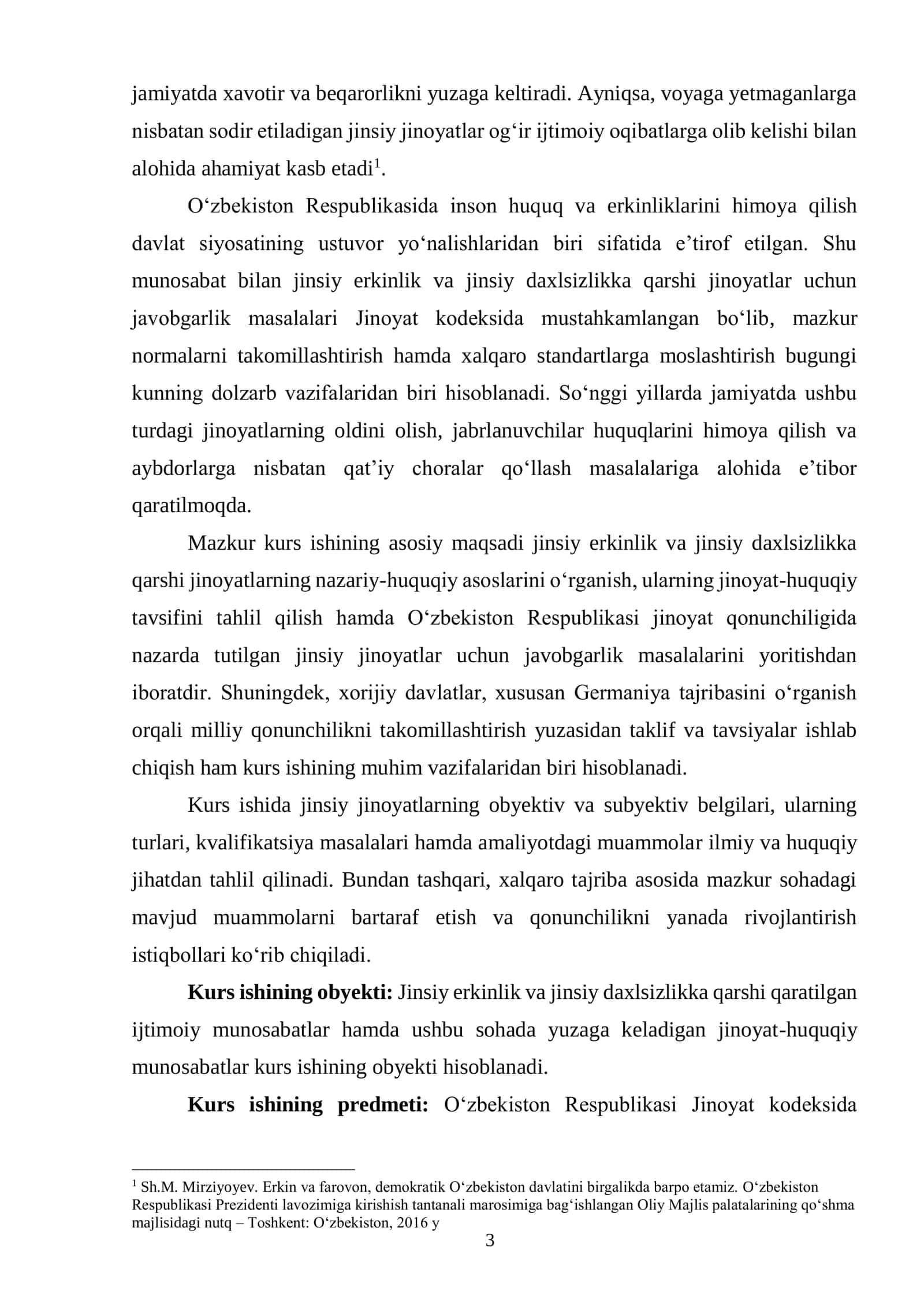 Jinsiy erkinlikka qarshi jinoyatlar kurs ishi 3