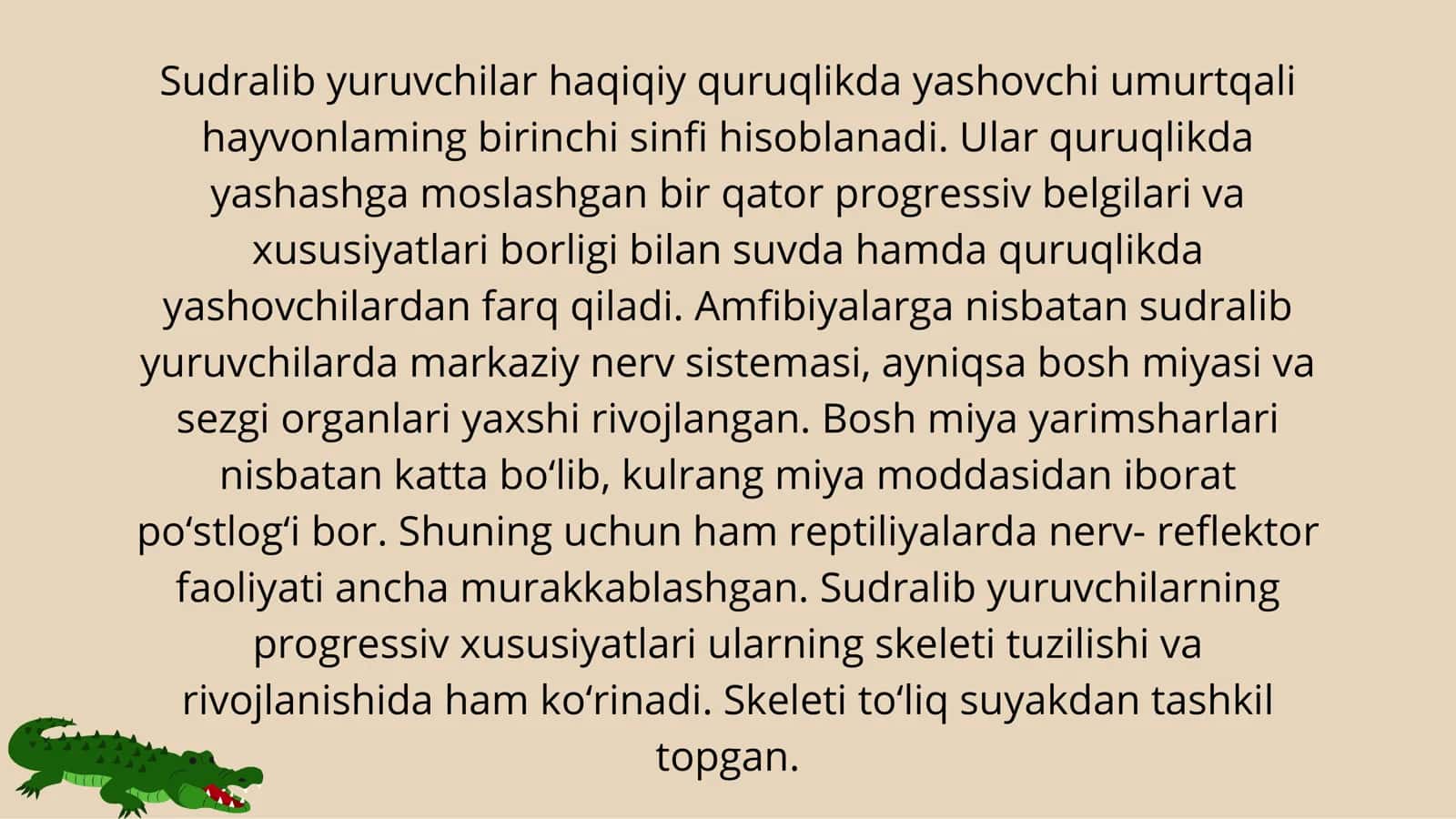 Sudralib yuruvchilar haqida umumiy ma’lumot Timsohlar tuzilishi 3