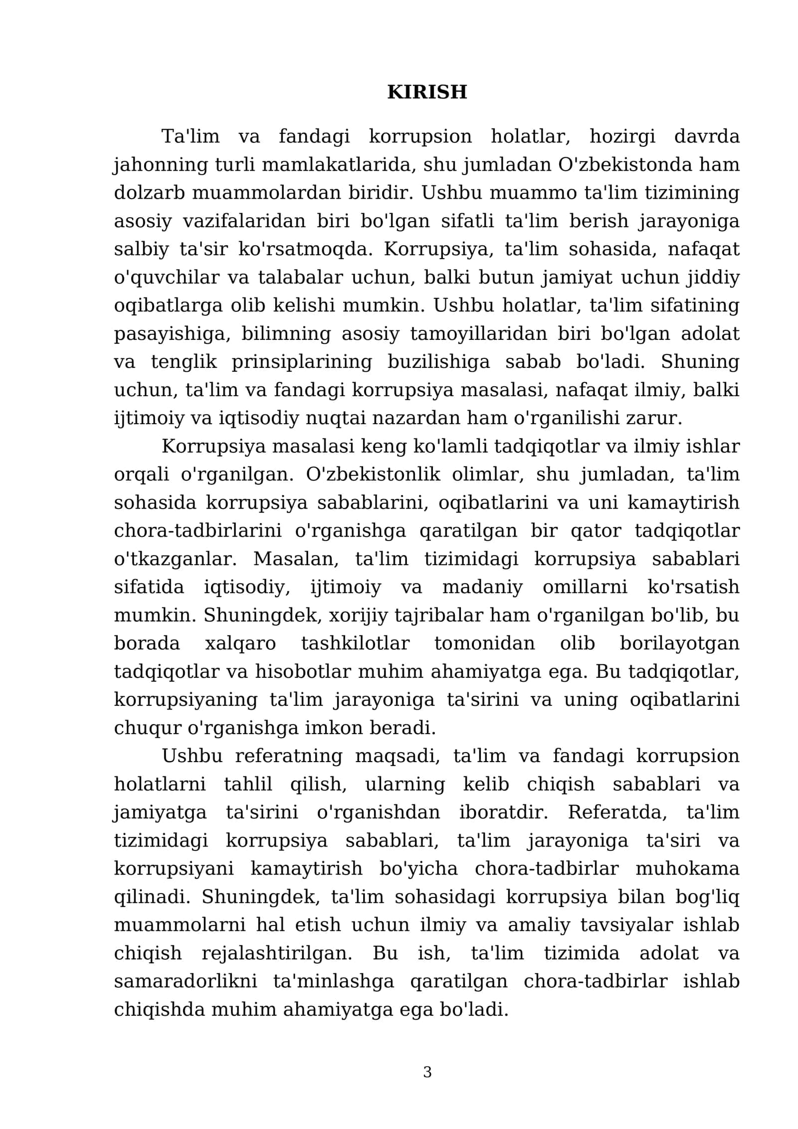 Ta'lim va fandagi korrupsion holatlar. Ularni kelib chiqish sabablari va oqibatlari 3