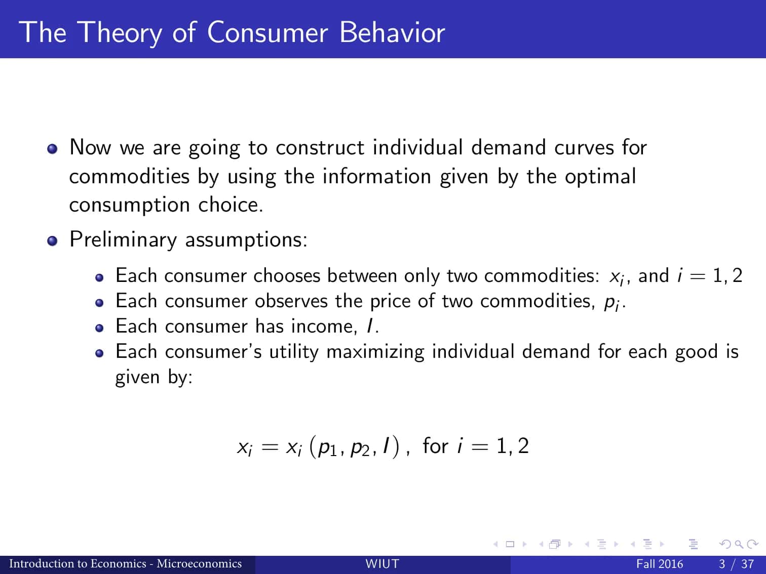 The Theory of Consumer Behavior 3: Individual and Market Demand 3