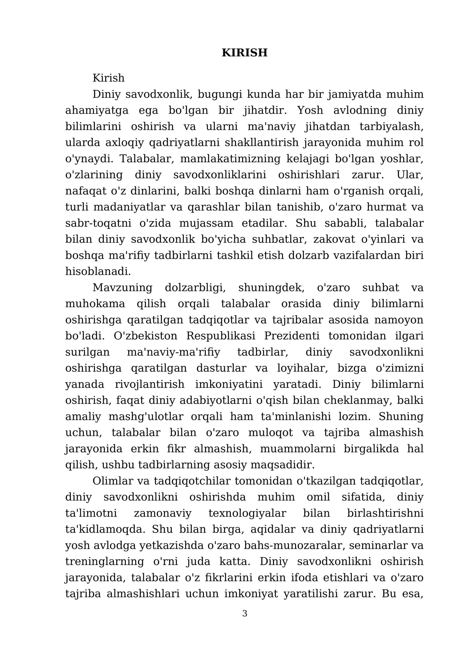 Talabalar bilan diniy savodxonlik bo‟yicha suhbatlar, zakovat o‟yinlari va boshqa ma‟rifiy tadbirlar tashkil etish 3