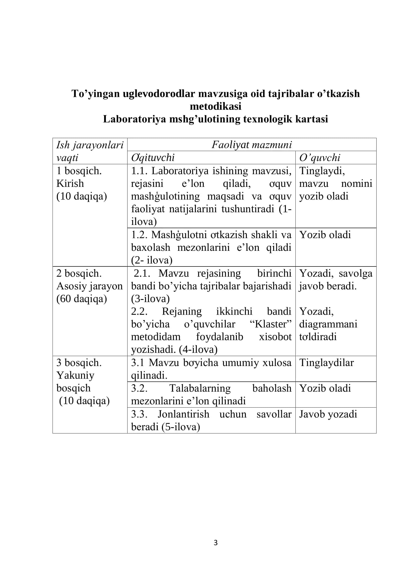 To’yingan uglevodorodlar mavzusiga oid tajribalar o’tkazish metodikasi 3