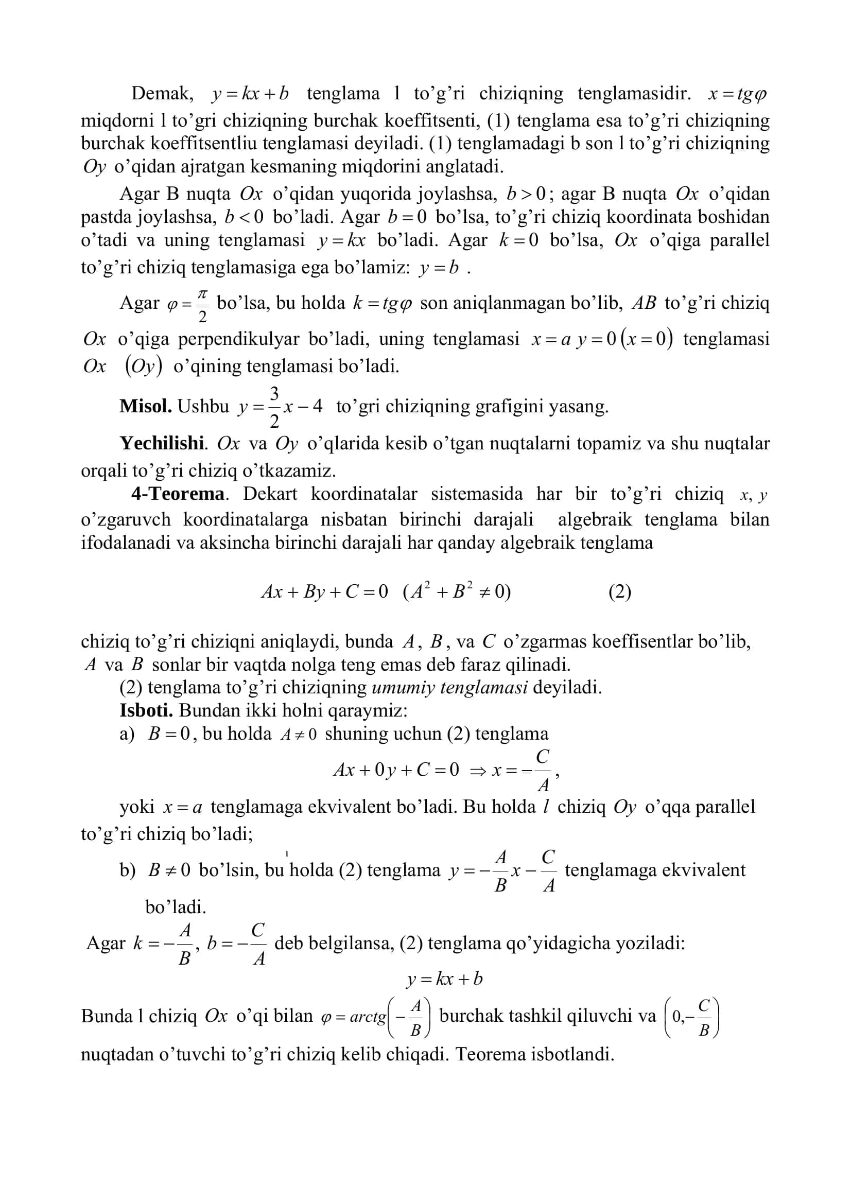 Oliy matematika: to‘g‘ri chiziq tenglamalari, burchak va masofa (PDF) 3