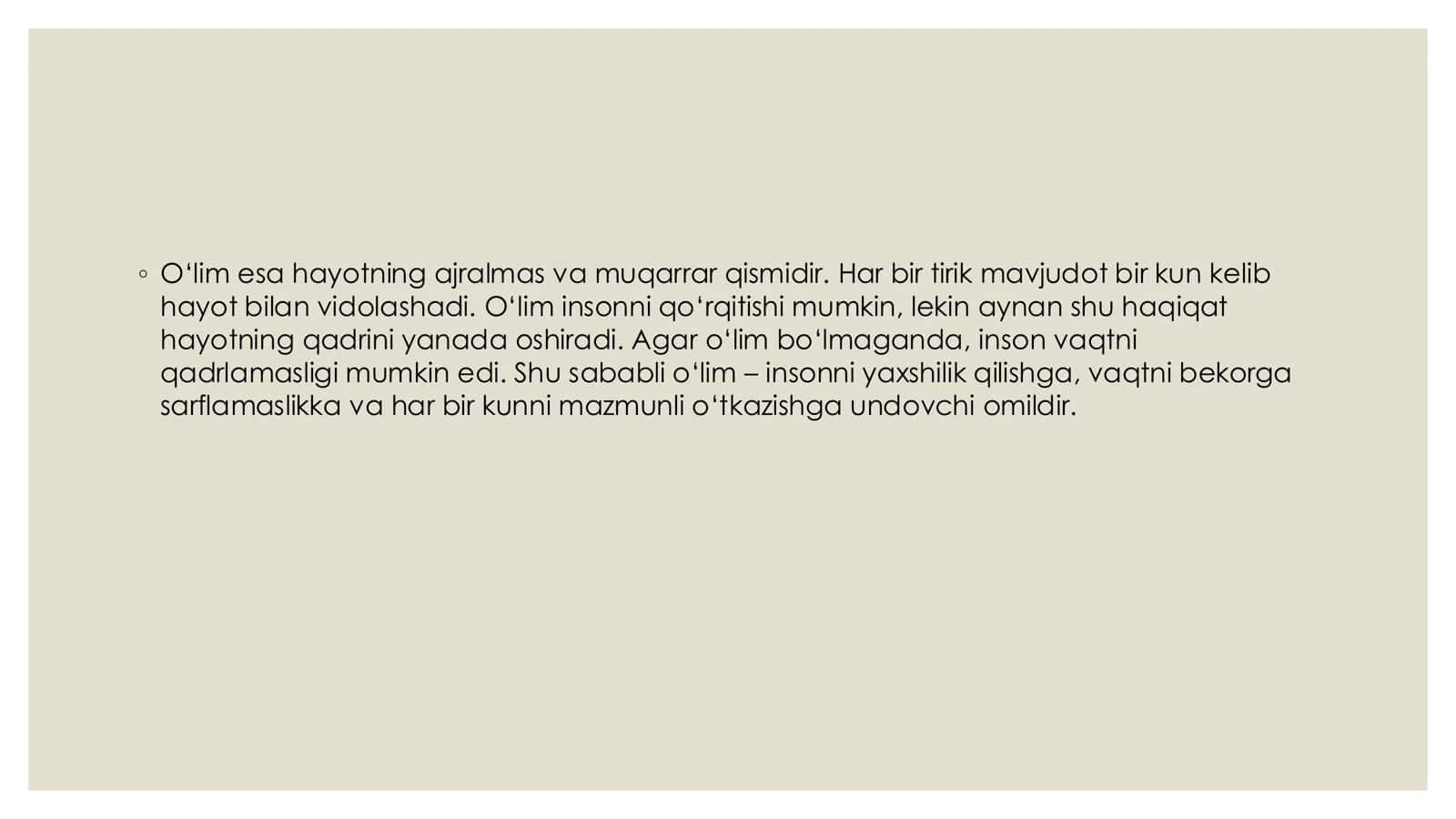 INSON HAYOTINING MAZMUNI O‘LIMI VA MANGULIGI 3