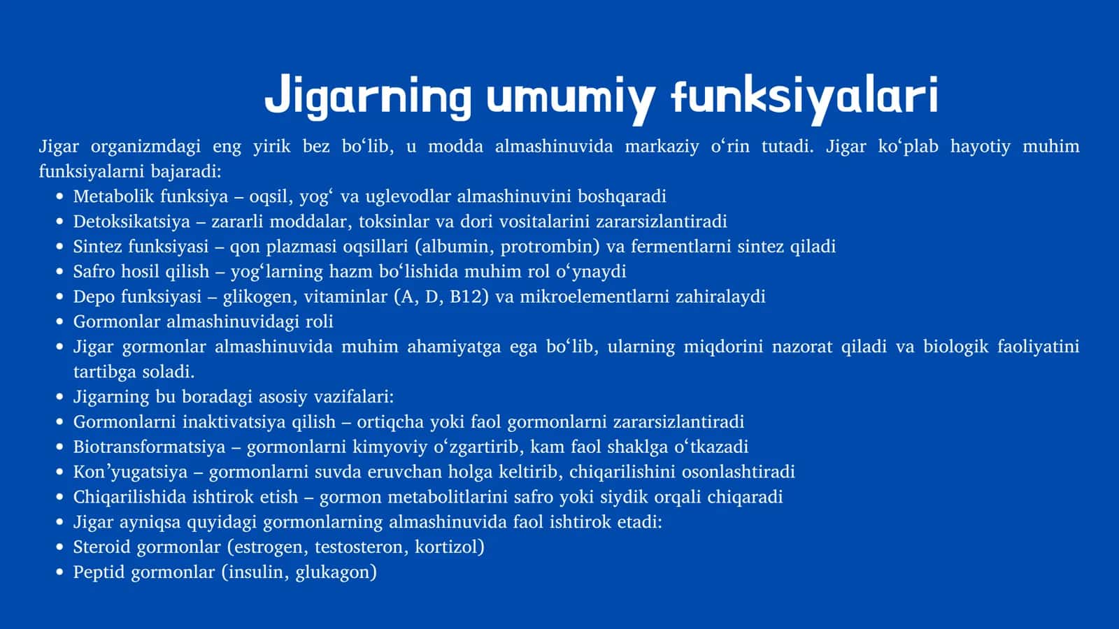 Jigarda gormonlarning zararsizlantirilishi, klinik ahamiyati 3