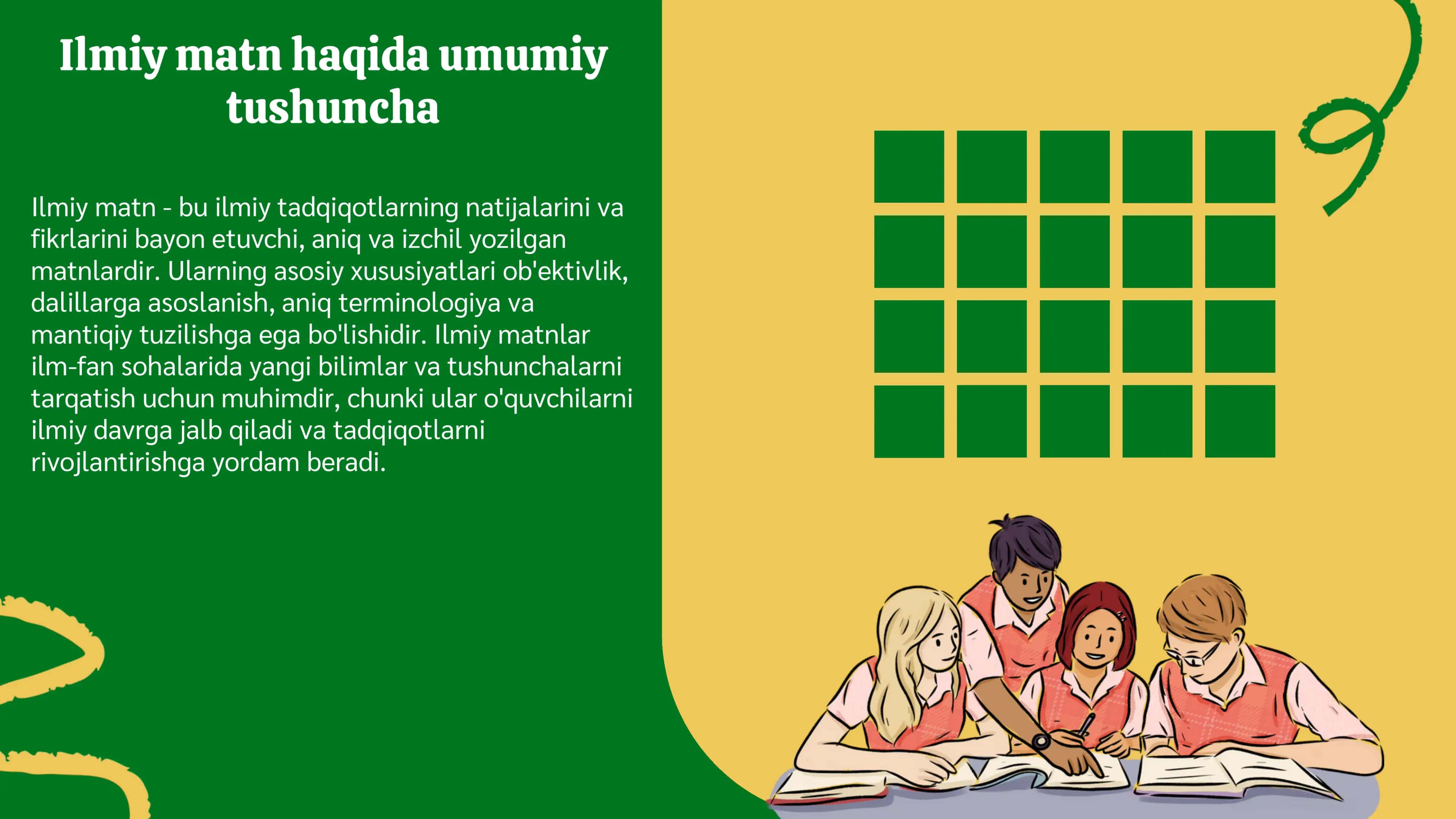 Ilmiy matnda dalillar, obyektlar, jarayonlar
va xulosalarning berilishi. Ilmiy matnni
yaratish. 3
