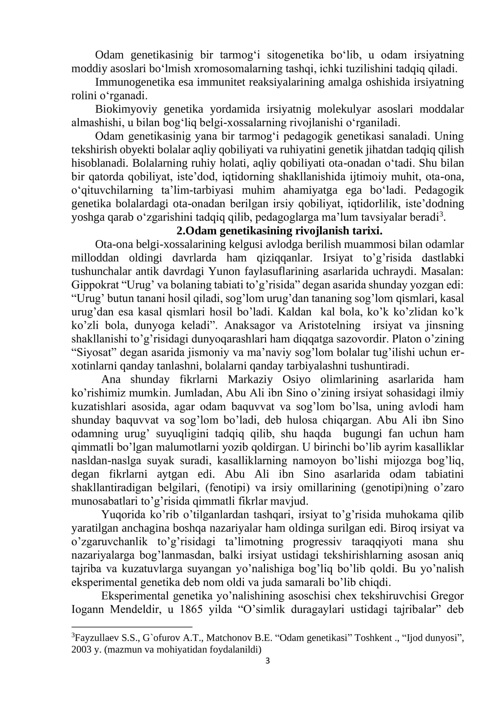 ODAM GENETIKASI – GENETIKANING YETAKCHI TARMOG’I SIFATIDA 3