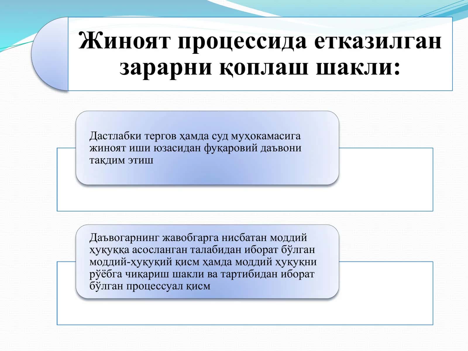 Jinoyat natijasida yetkazilgan mulkiy ziyonni qoplash 3