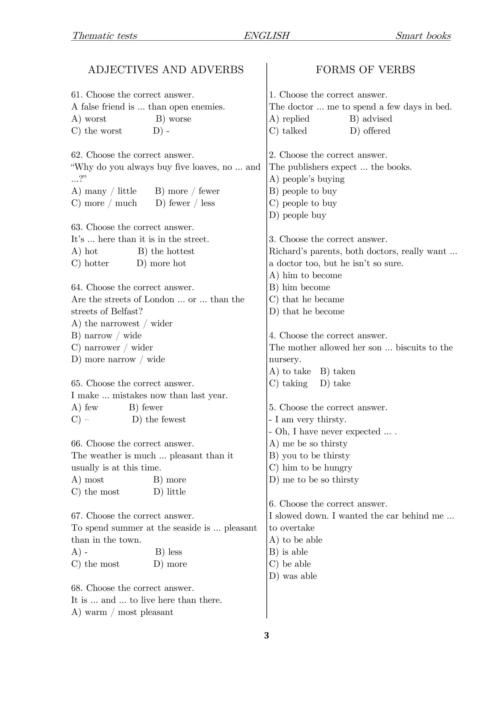 THEMATIC TESTS ENGLISH Smart books 3