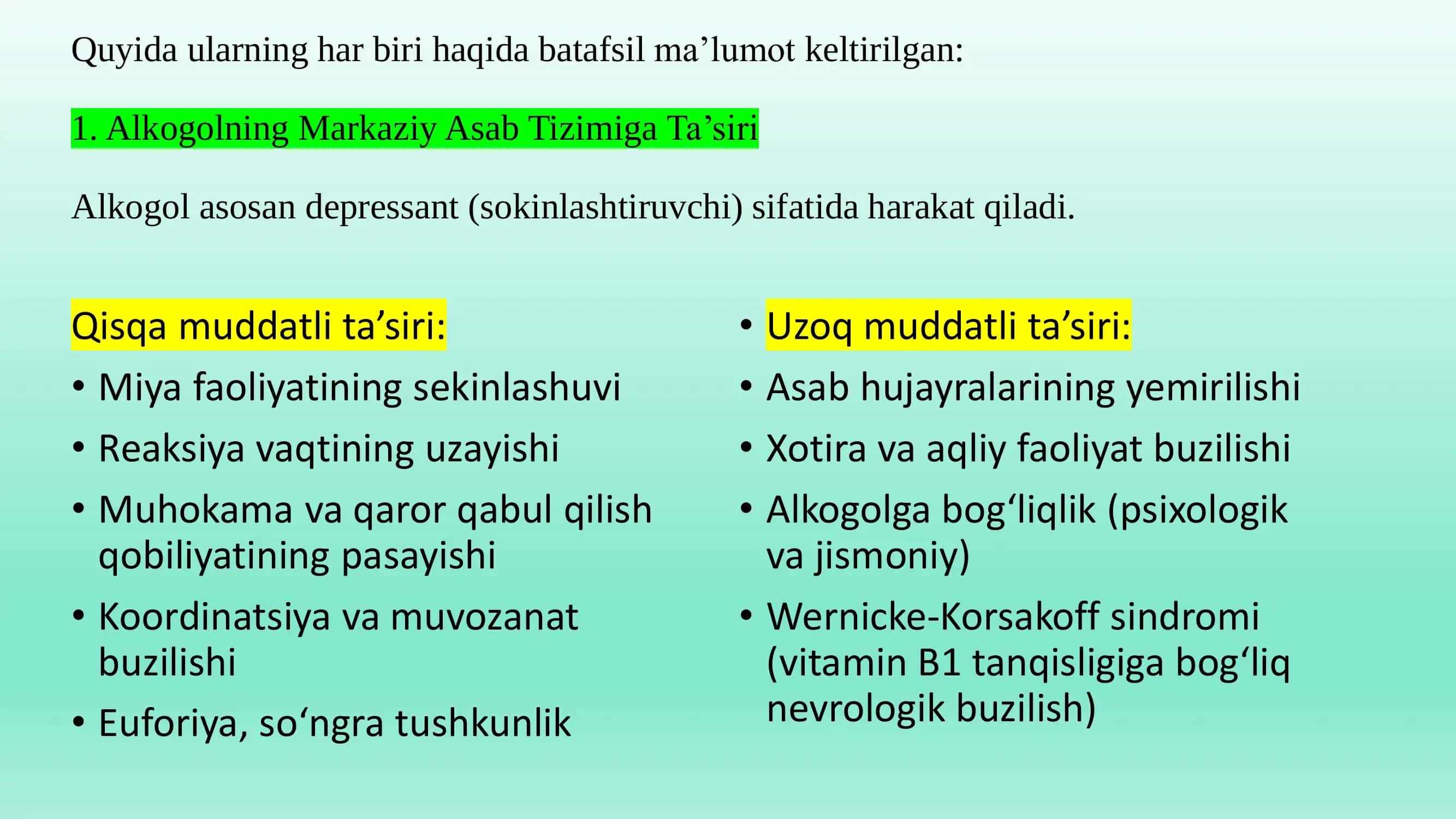 Markaziy asab sistemasiga zaharlarning(alkogol,narkotiklar,nikotin)taʼsiri 3