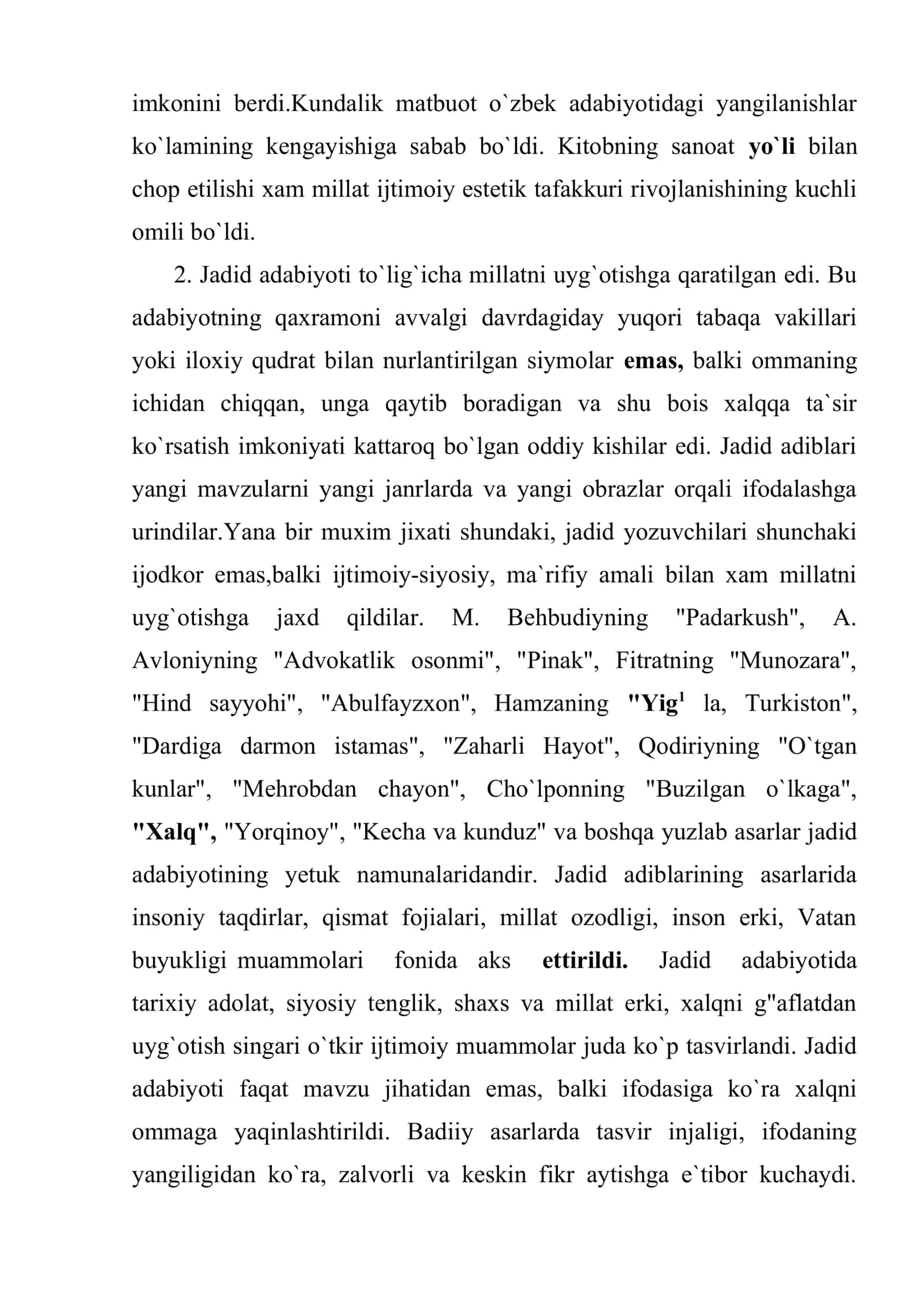 XX asr o`zbek adabiyotining o`ziga xos xususiyatlari 3