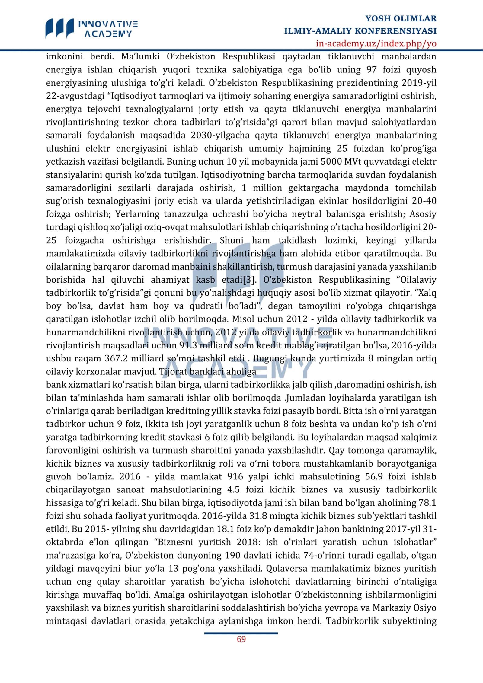 O'ZBEKISTON RESPUBLIKASIDA IQTISODIYOTNING TUTGAN O'RNI 3