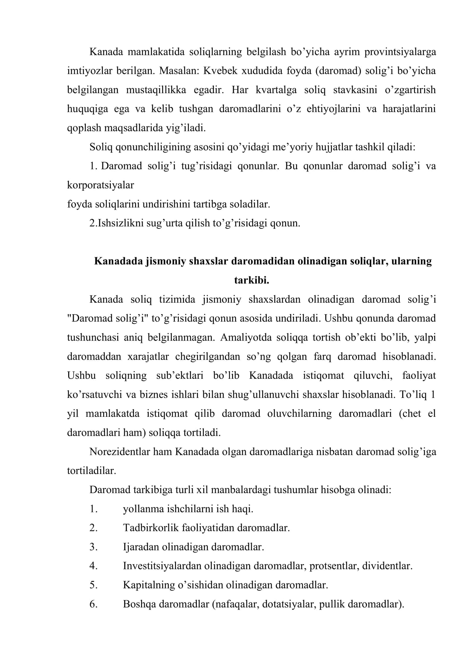 Kanada mamlakati soliq tizimini tuzilishi 3