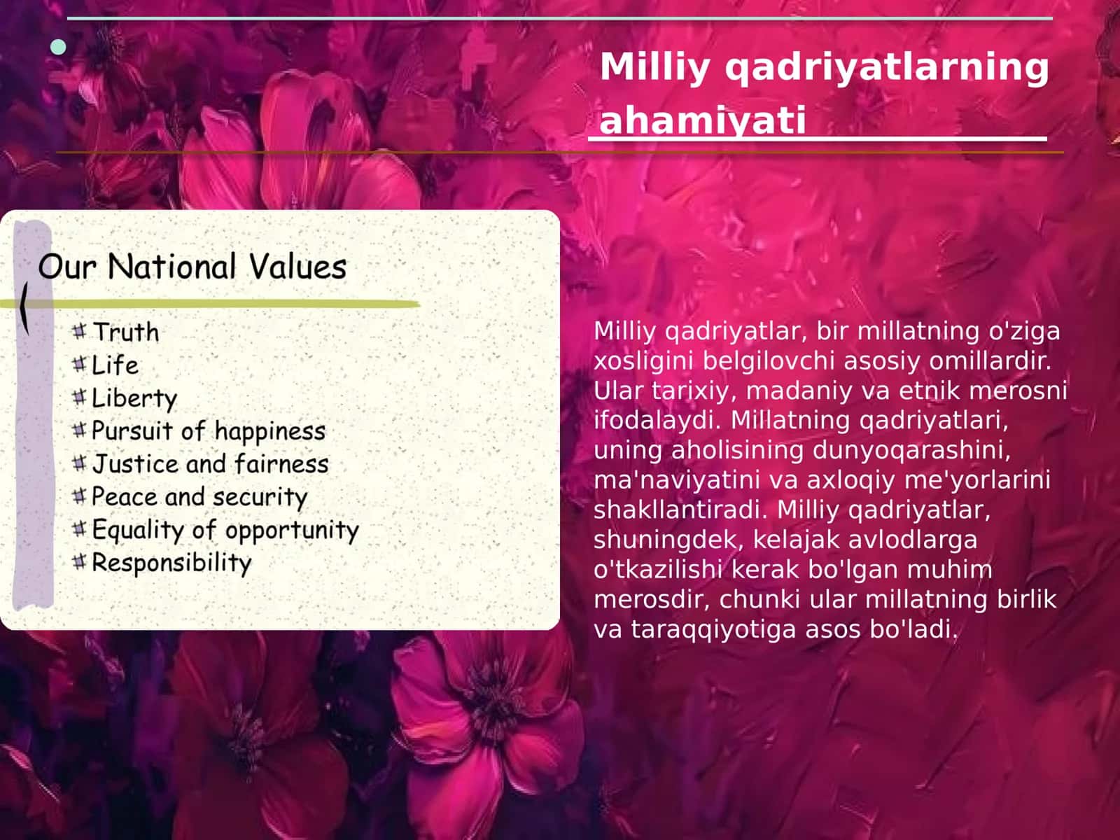 Milliy qadriyatlar Millat iftixori 3