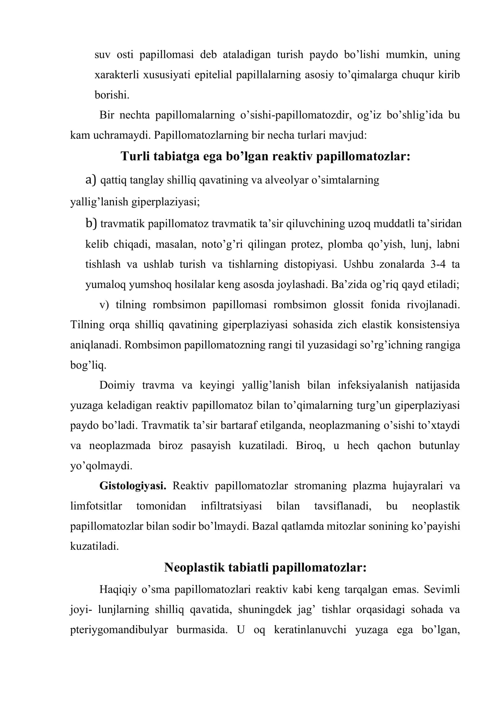 Lablarning qizil chegarasi va og’iz shilliq qavatining havfsiz o’smalari va o’smasimon hosilalari 3