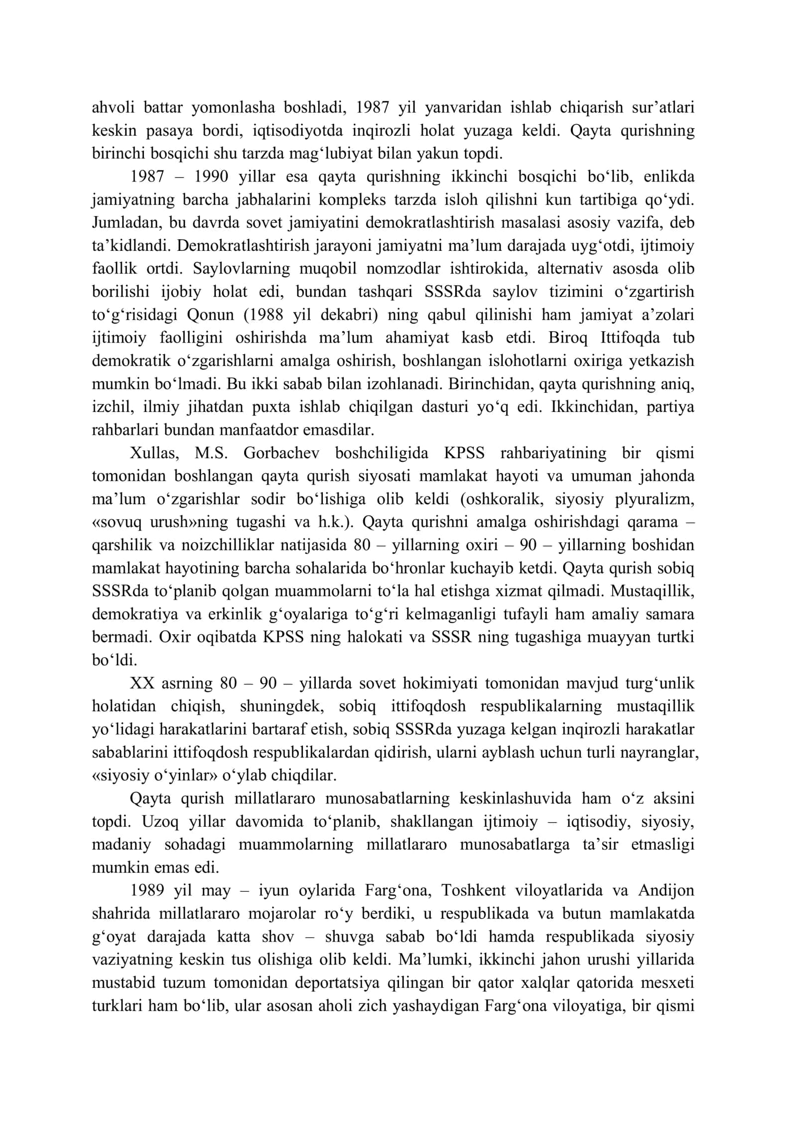 5-mavzu. Mustaqillikka erishish arafasida Oʻzbekistondagi ijtimoiy-siyosiy jarayonlar 3