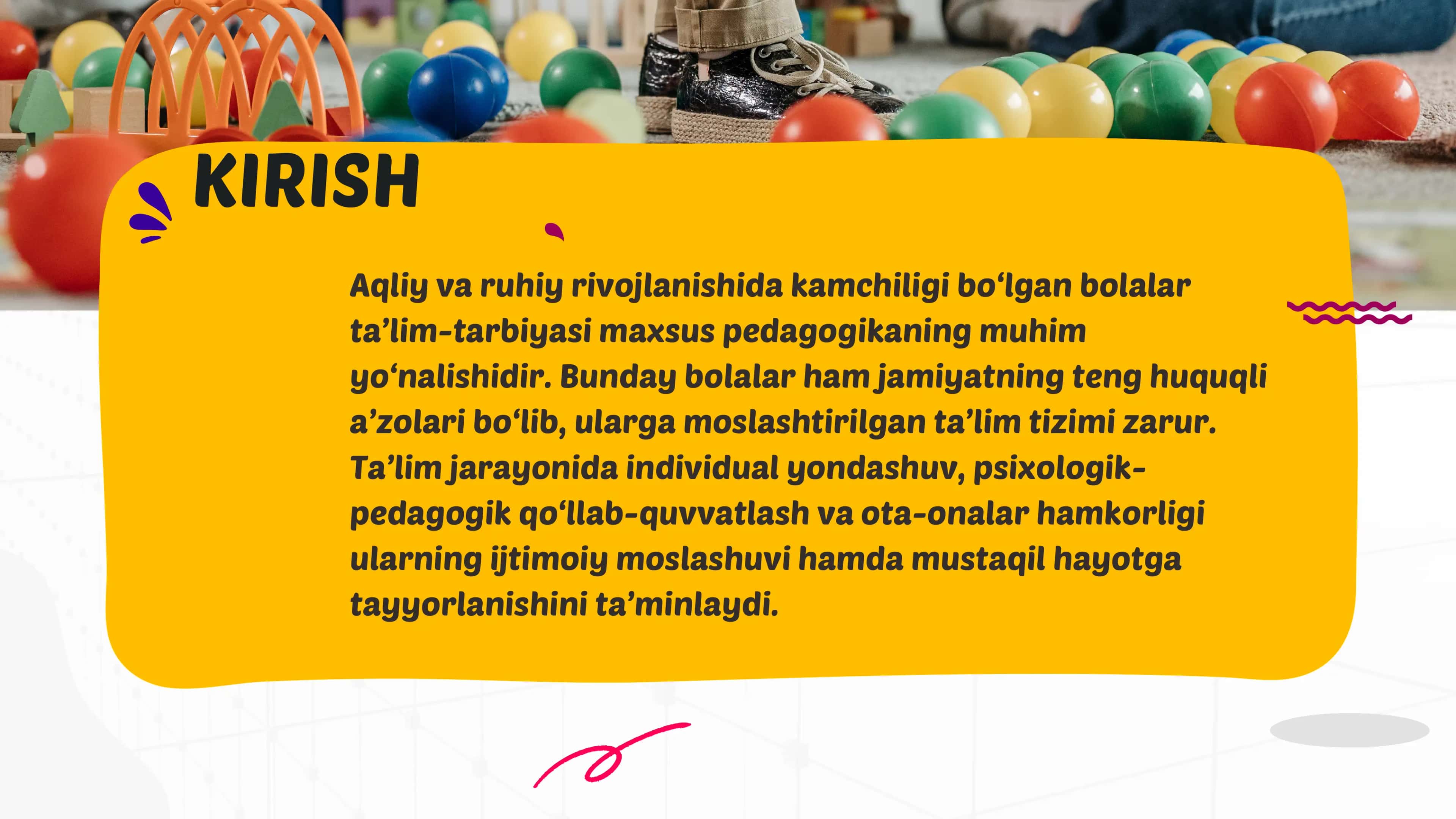 Aqliy va ruhiy rivojlanishida kamchiligi bo'lgan bolalar ta'lim tarbiyasi 3