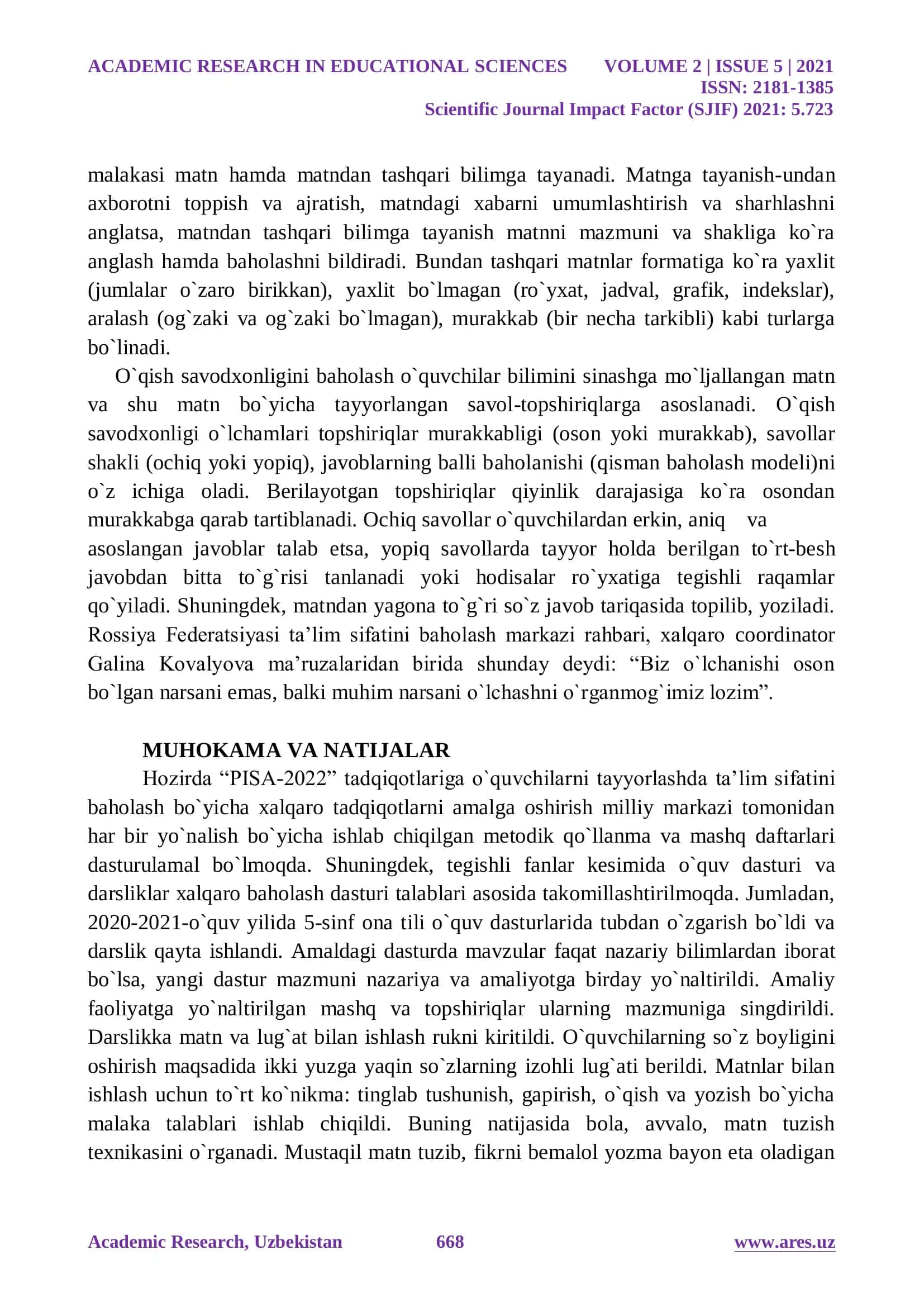 O'QUVCHILARNI XALQARO BAHOLASH DASTURLARI (PISA) GA TAYYORLASH METODIKASI 3