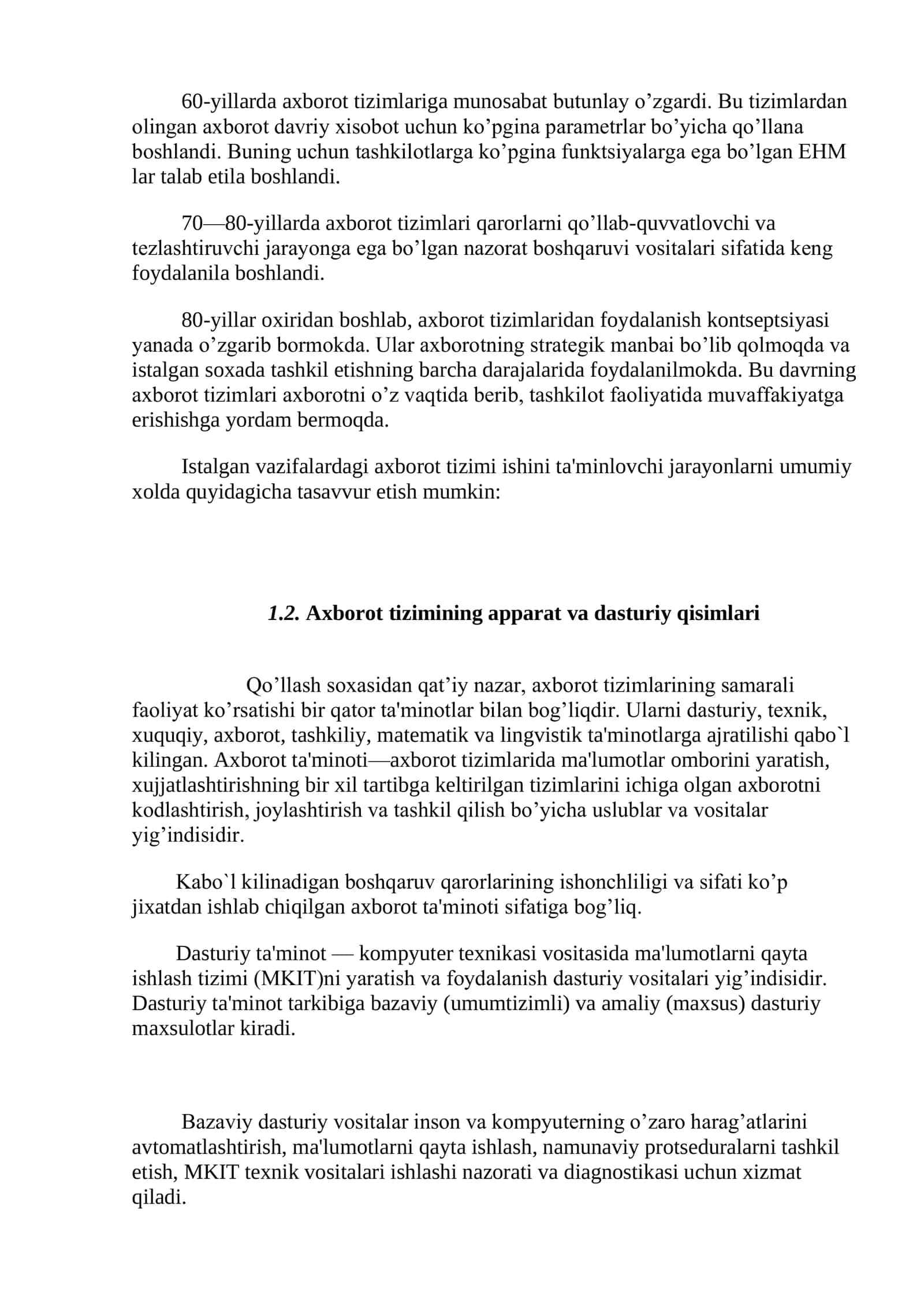 Tizim tushunchasi va uning turli ta’riflari, tizim va muhit munosabatlari. Tizim tarkibiga kiruvchi elementlar. Aloqa va teskari aloqa tuzilmalar. Tuzilmalar turi va shakllari 3