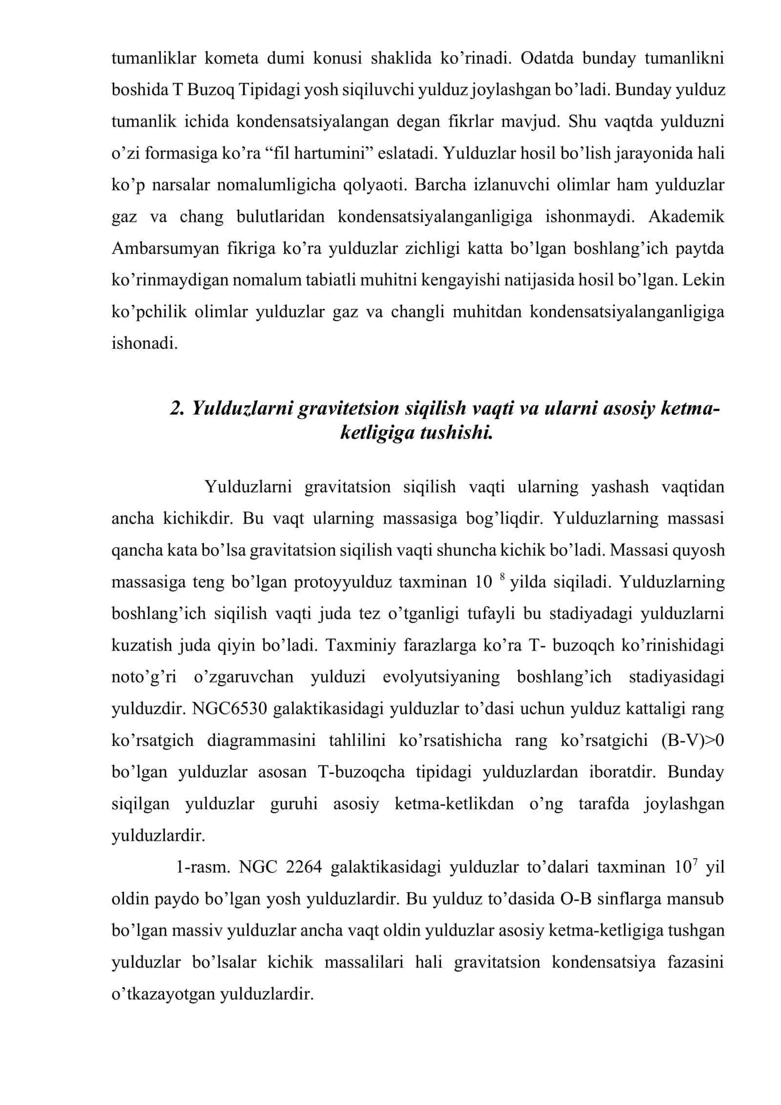 Yulduzlarning paydo bo’lishi va evolyutsiyasi 3
