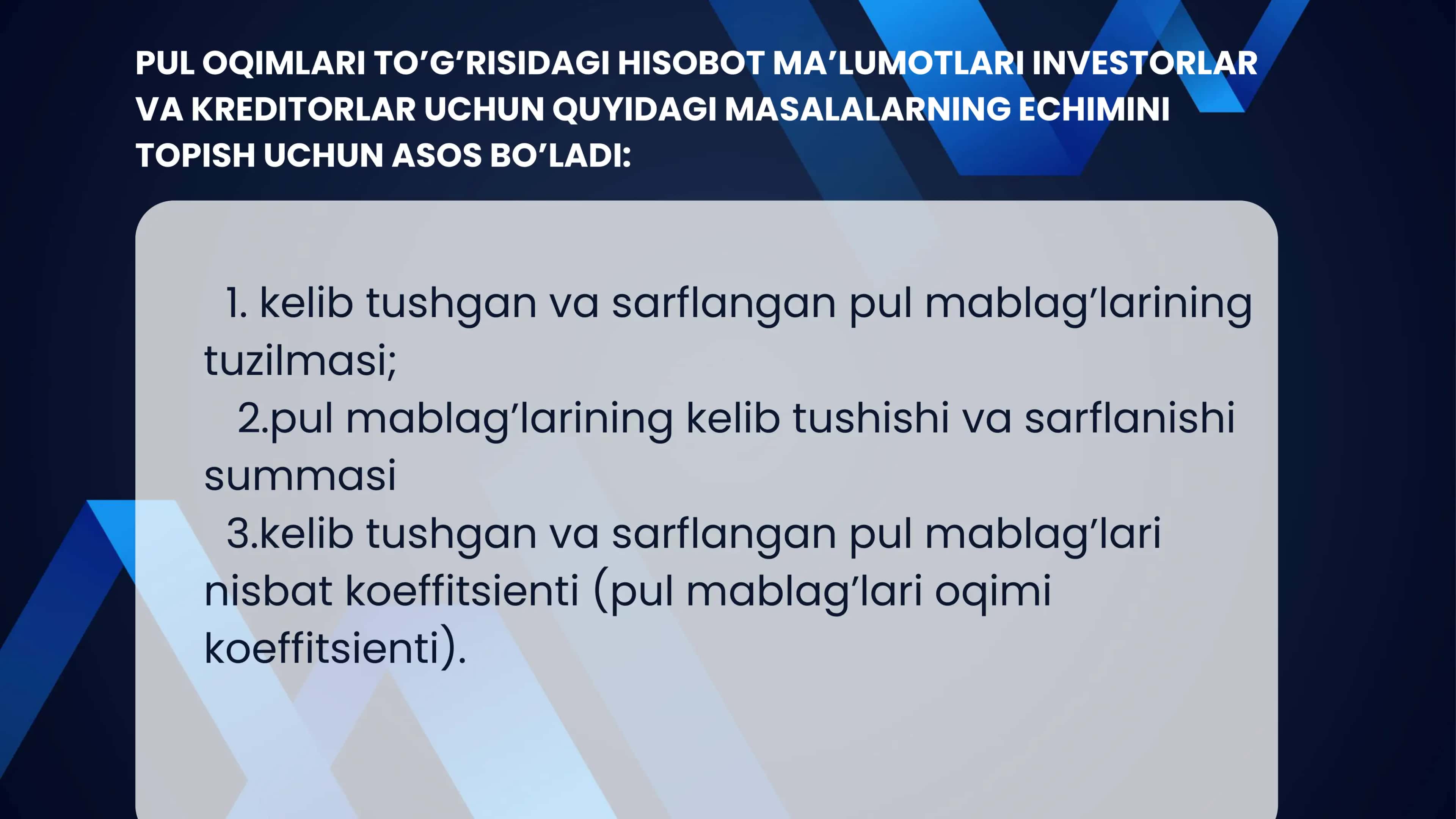 PUL OQIMLARI TO‘G‘RISIDAGI HISOBOT AUDITI 3
