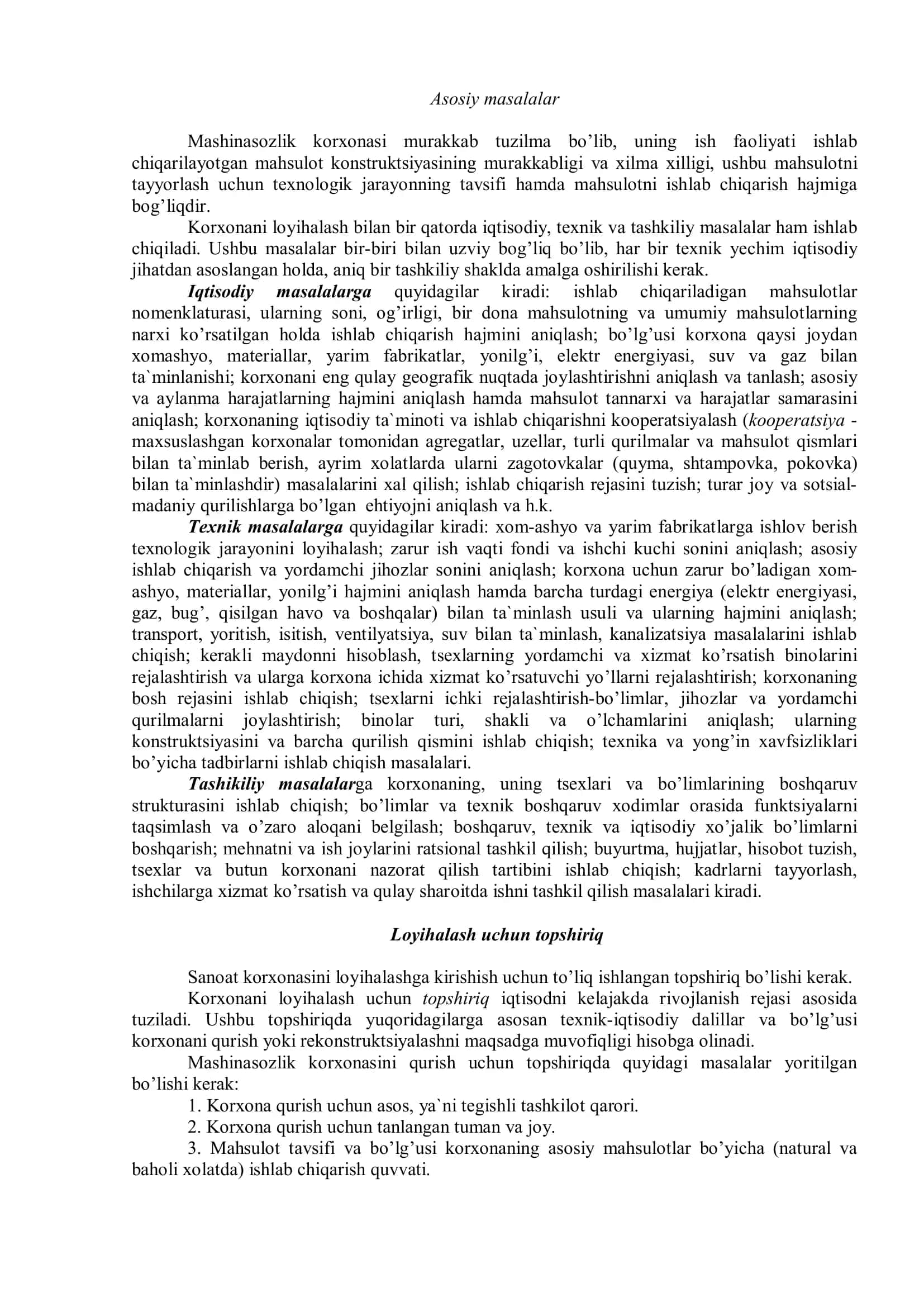 MAShINASОZLIK KОRXОNALARINI LОYIXALASh ASОSLARI 3
