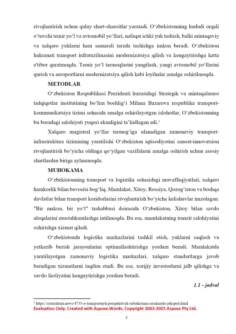 O‘zbekistonning transport va logistika sohasini rivojlantirish va Markaziy Osiyoda tranzit markaziga aylanish strategiyasi 3