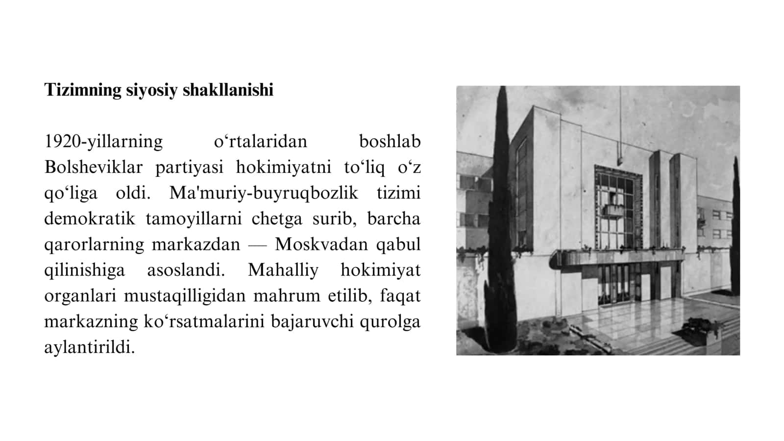 Oʻzbekistonda mustabit ma'muriy buyruqbozlik tizimining shakllanishi 3