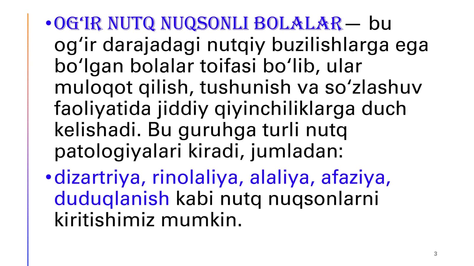 OG‘IR NUTQ NUQSONIGA EGA BO‘LGAN BOLALARNING KOMPLEKS REABILITATSIYA QILISHNING YO‘NALISHLARI 3
