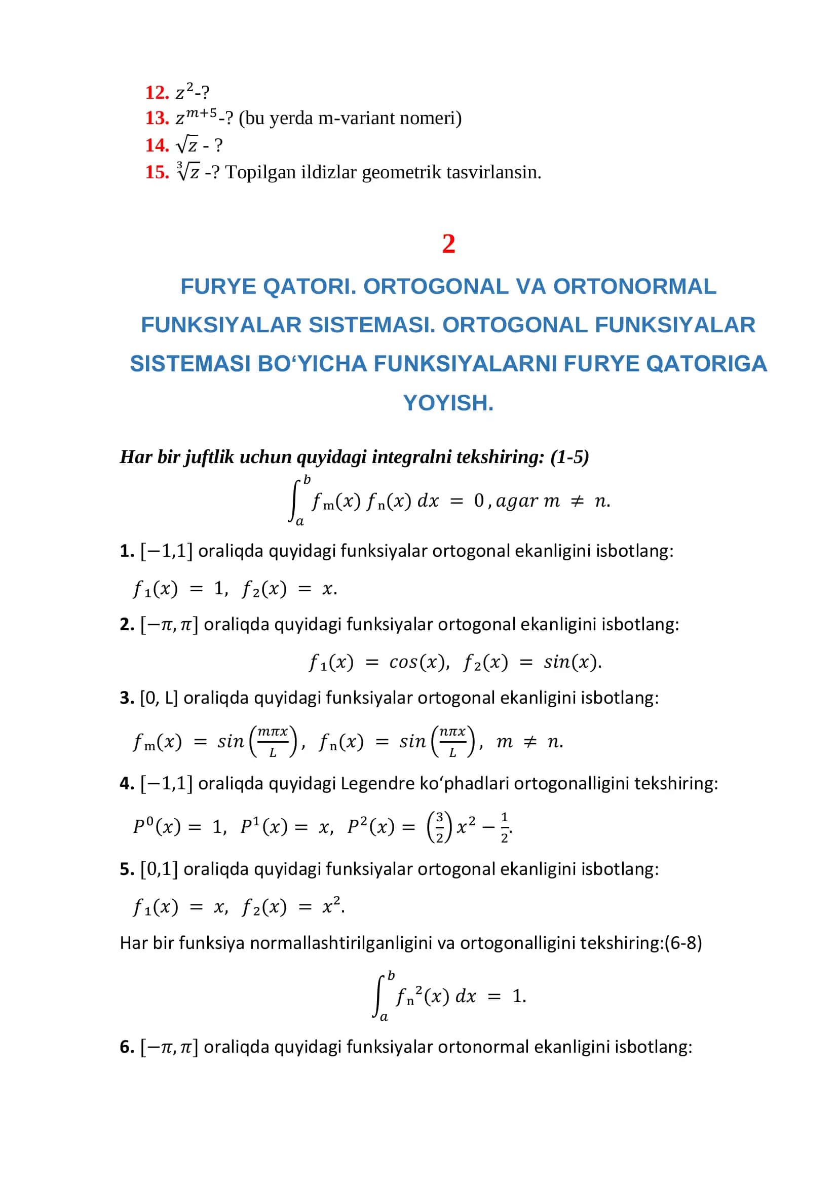 Hisob 2 fanidan oraliq nazorat savollari 3