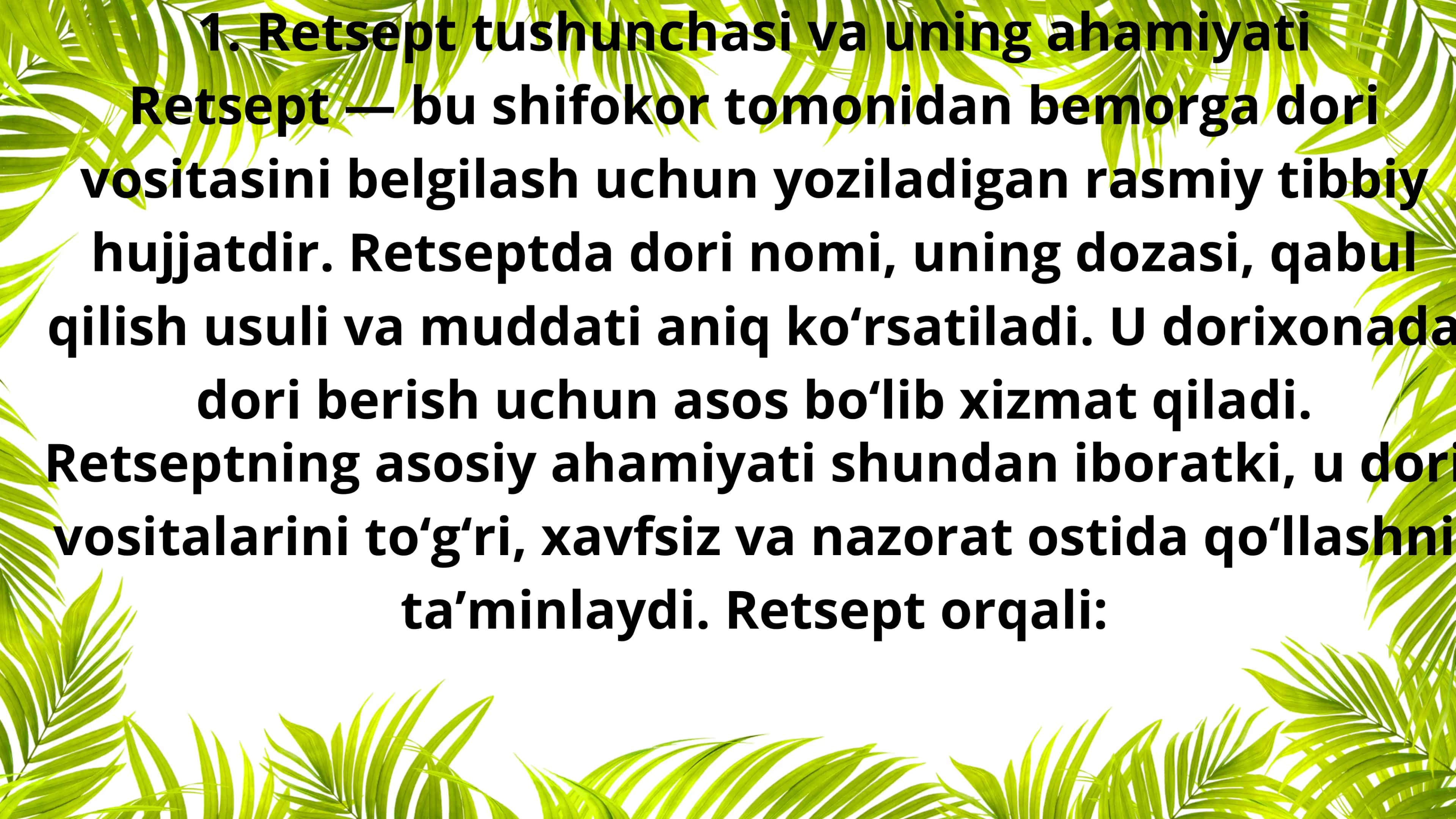 Dori vositalari uchun retsept va ularning turlari 3