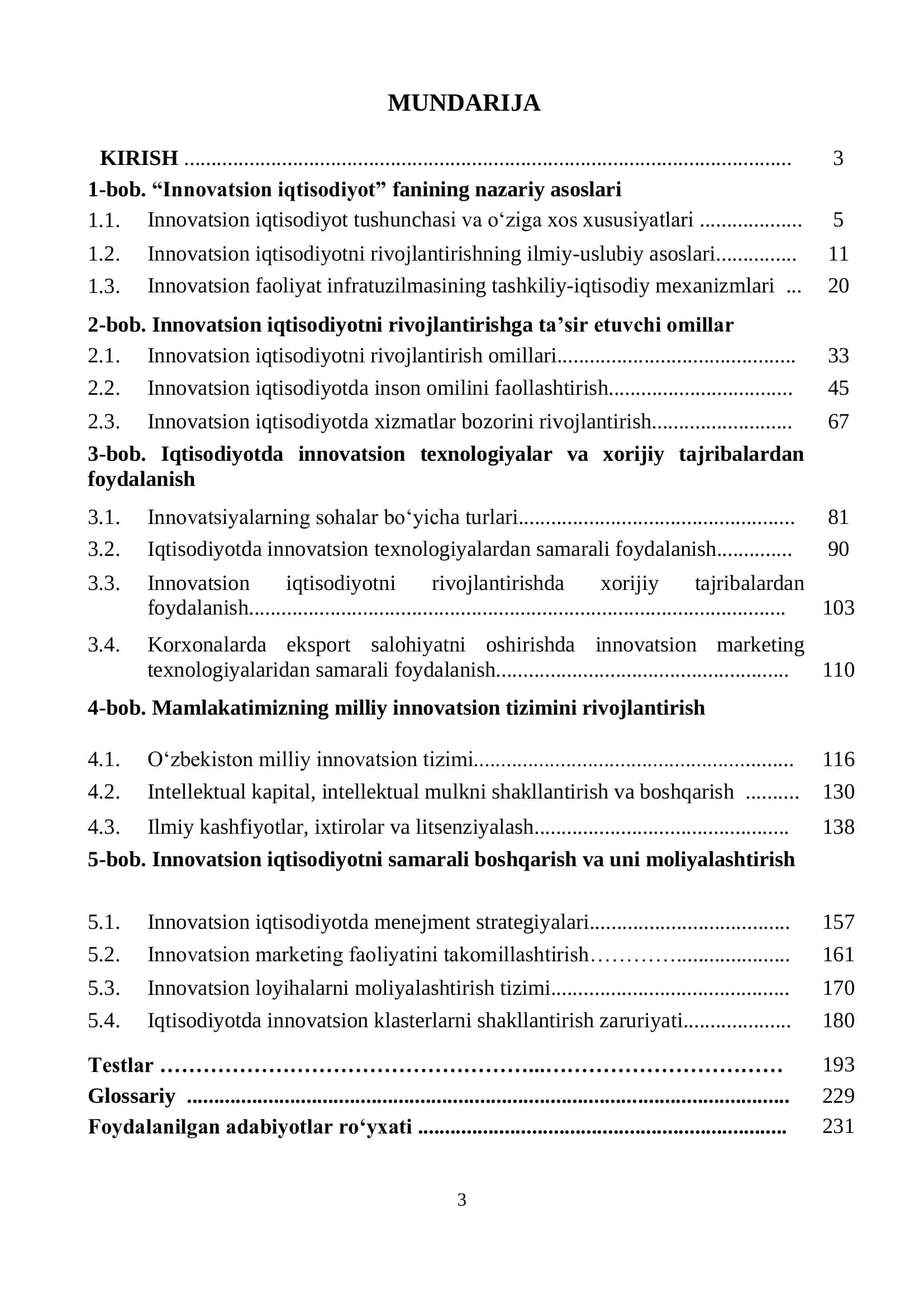 Y.E.Aliev. Innovatsion iqtisodiyot. O‘quv qo‘llanma 3