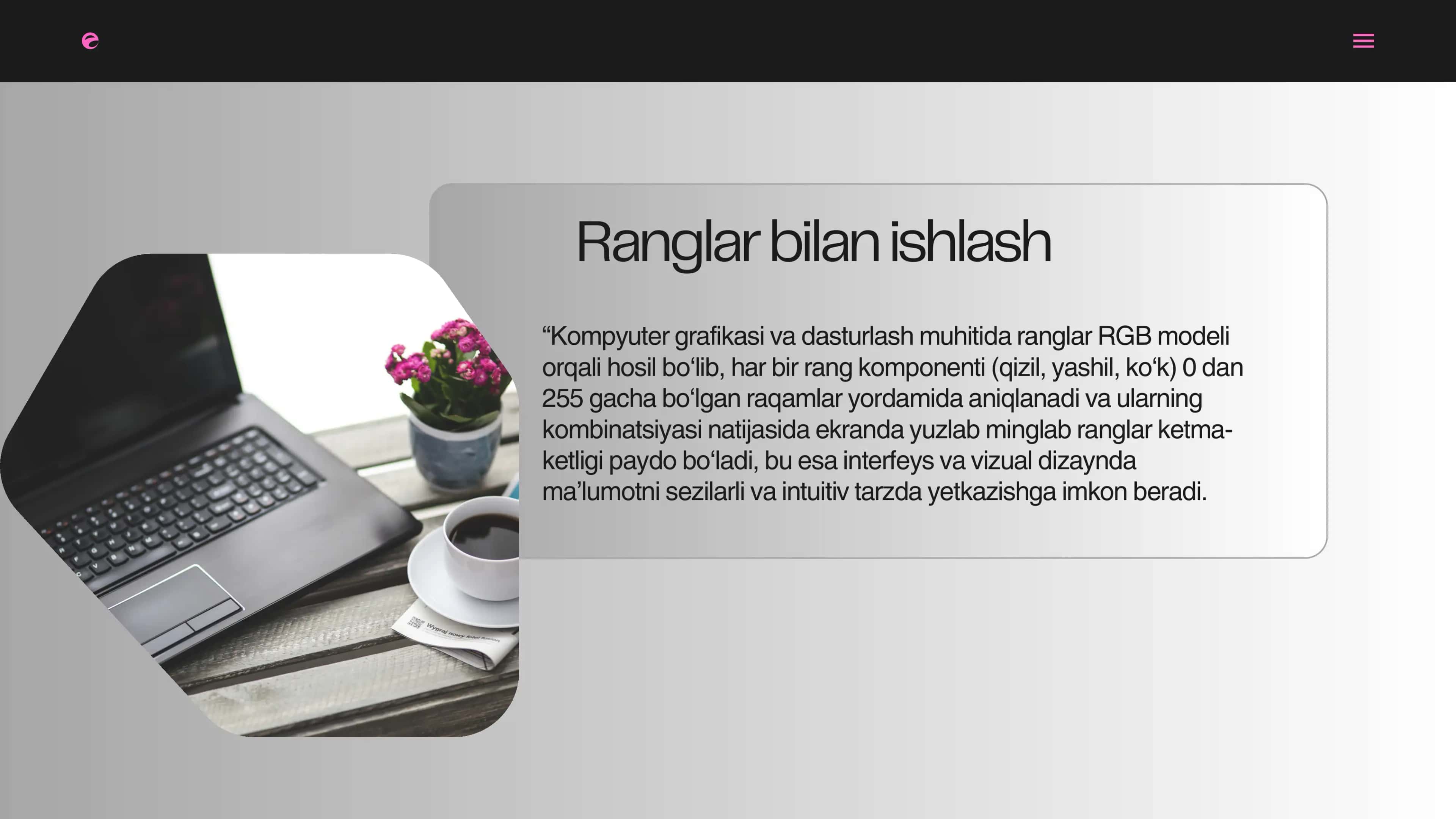 Ranglar bilan ishlash va harakatlar 3