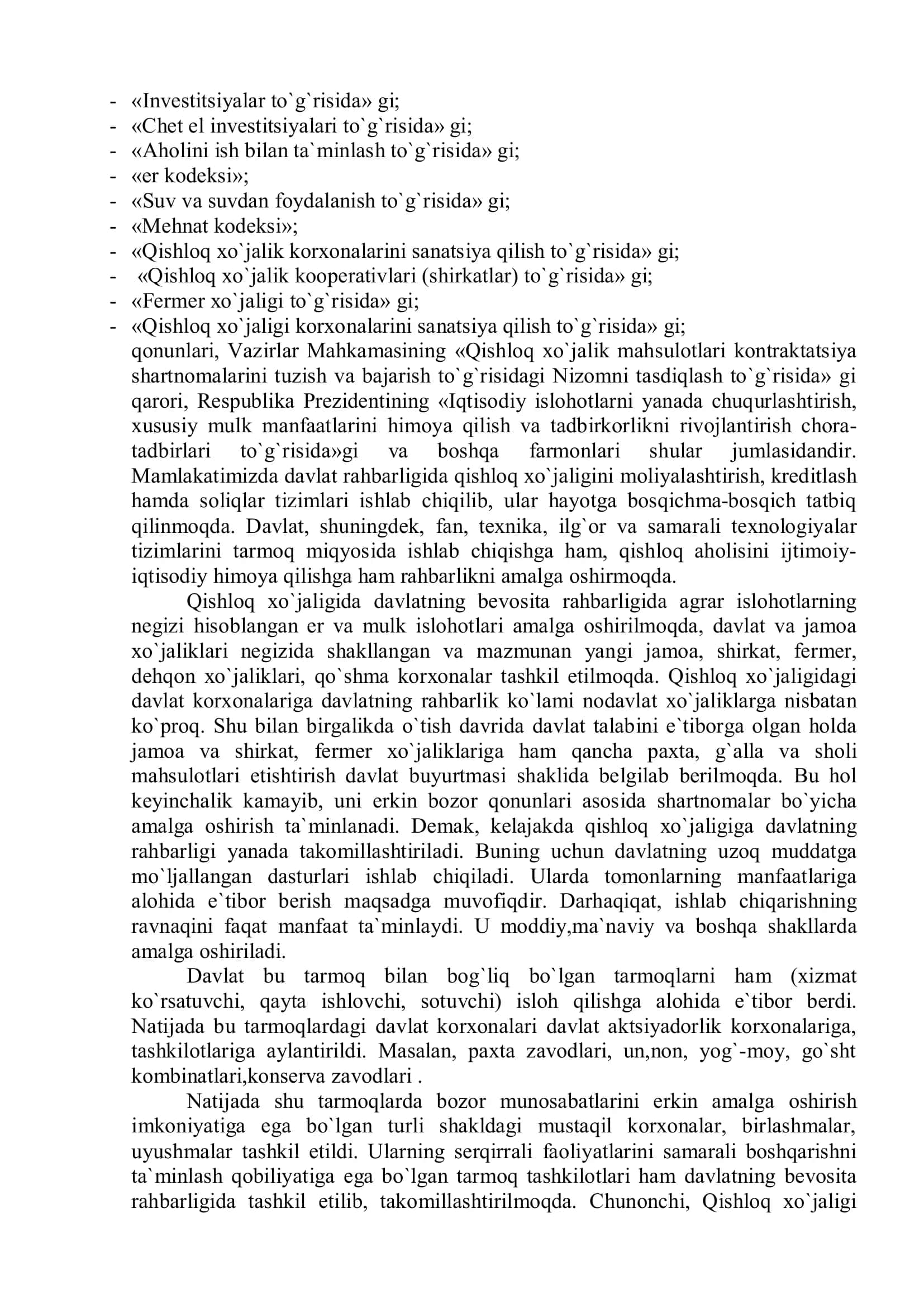 BOZOR IQTISODIGA O`TISHDA QISHLOQ XO`JALIGIGA DAVLAT RAHBARLIGI VA AMALGA OSHIRILAYOTGAN AGRAR-IQTISODIY ISLOHOTLAR 3