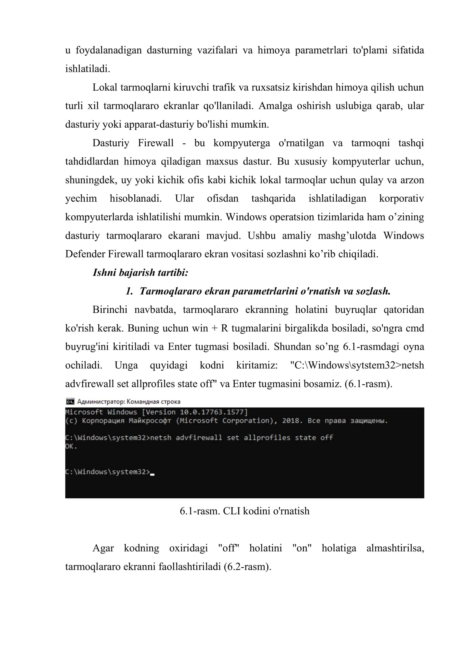Tarmoqlararo ekran vositalari haqida tushunchaga ega bo’lish 3