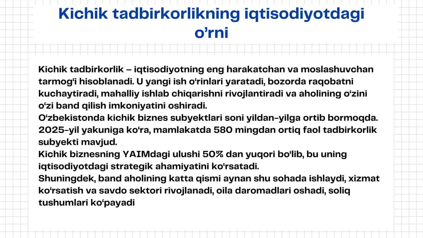 O’zbekistonda aholi daromadlarini oshirish maqsadida kichik tadbirkorlik faoliyati va xususiylashtirishni tashkil etish va takomillashtirish 3