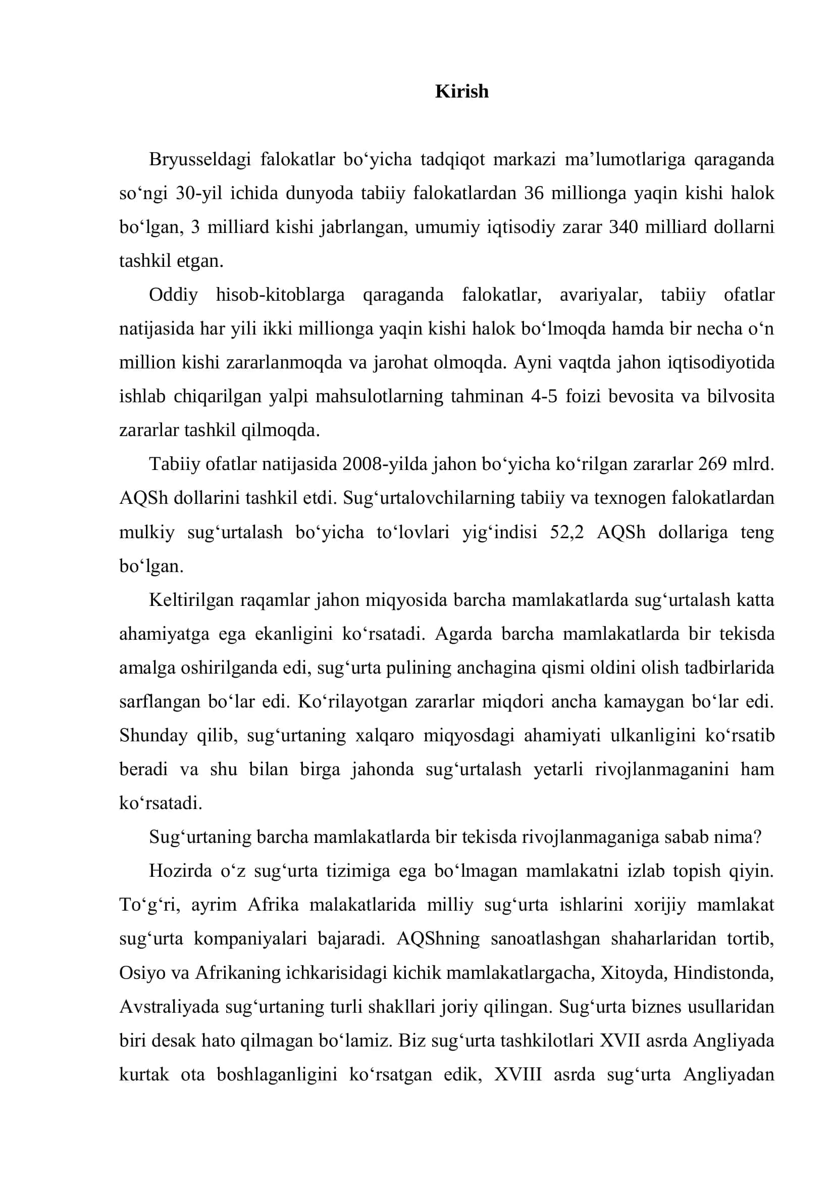 Chet mamlakatlar sug‗urta bozoriga umumiy tavsif 3