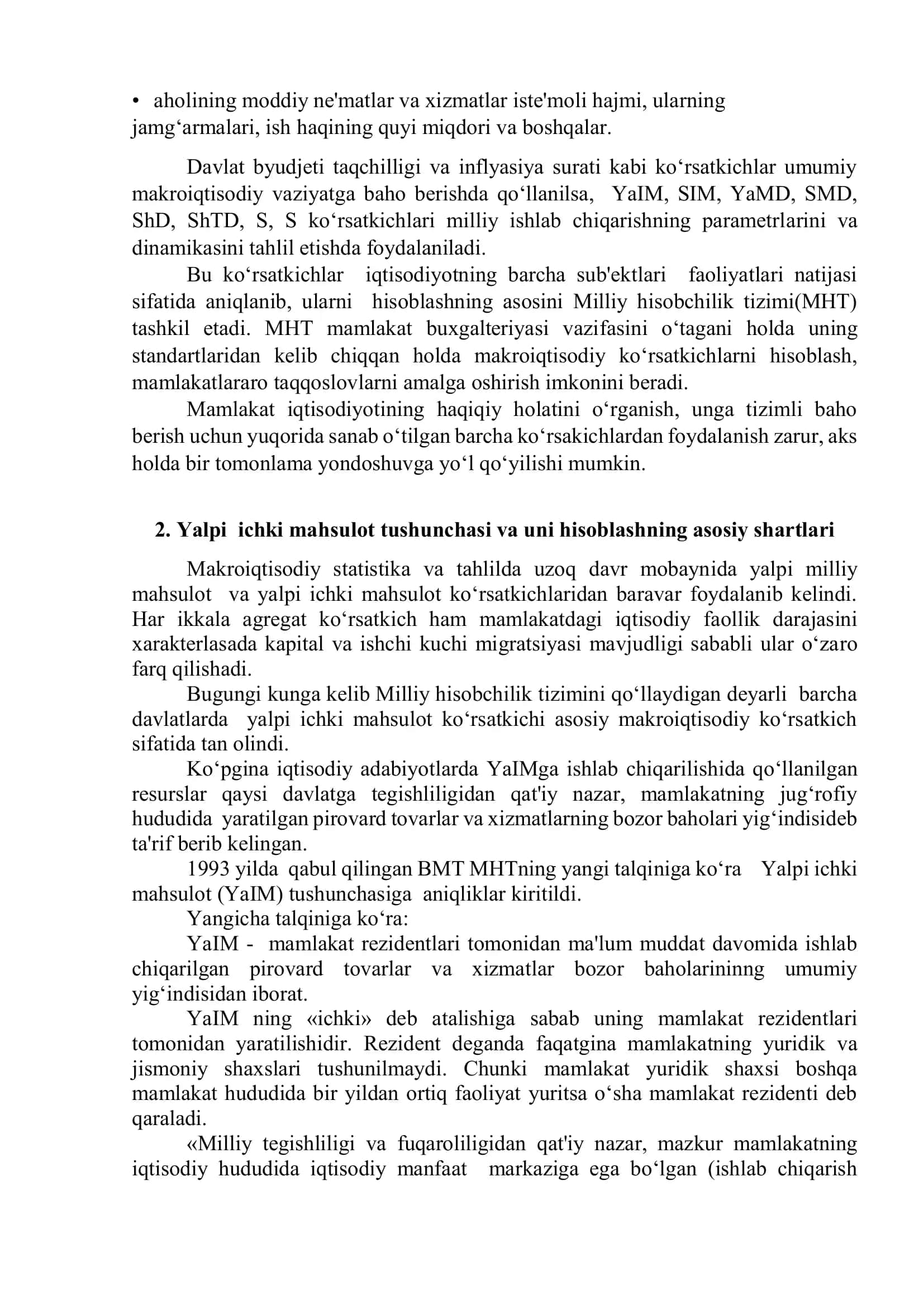 Milliy iqtisodiyotni tahlil qilishda qo‘llaniladigan asosiy ko‘rsatkichlar 3