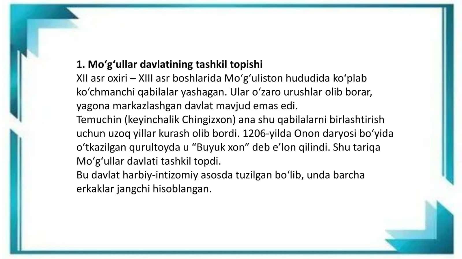 Moʻgʻullar davlati Chingizxon va boshqalar 3