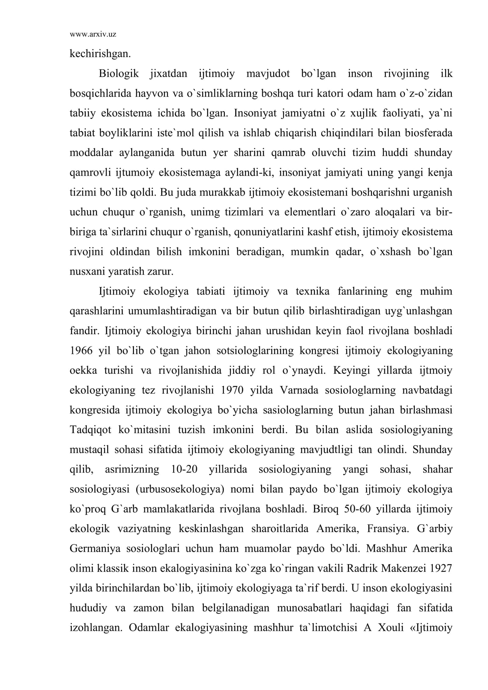 Ijtimoiy ekologiya fanining vazifalari va predmeti 3