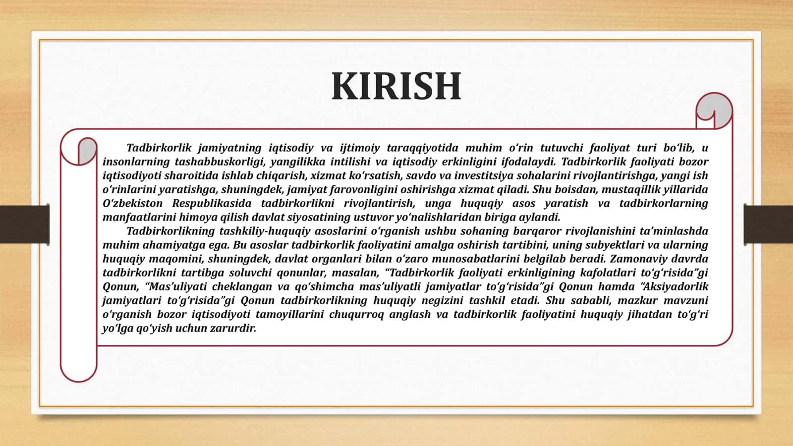 Tadbirkorlikning tashkiliy huquqiy asoslari 3