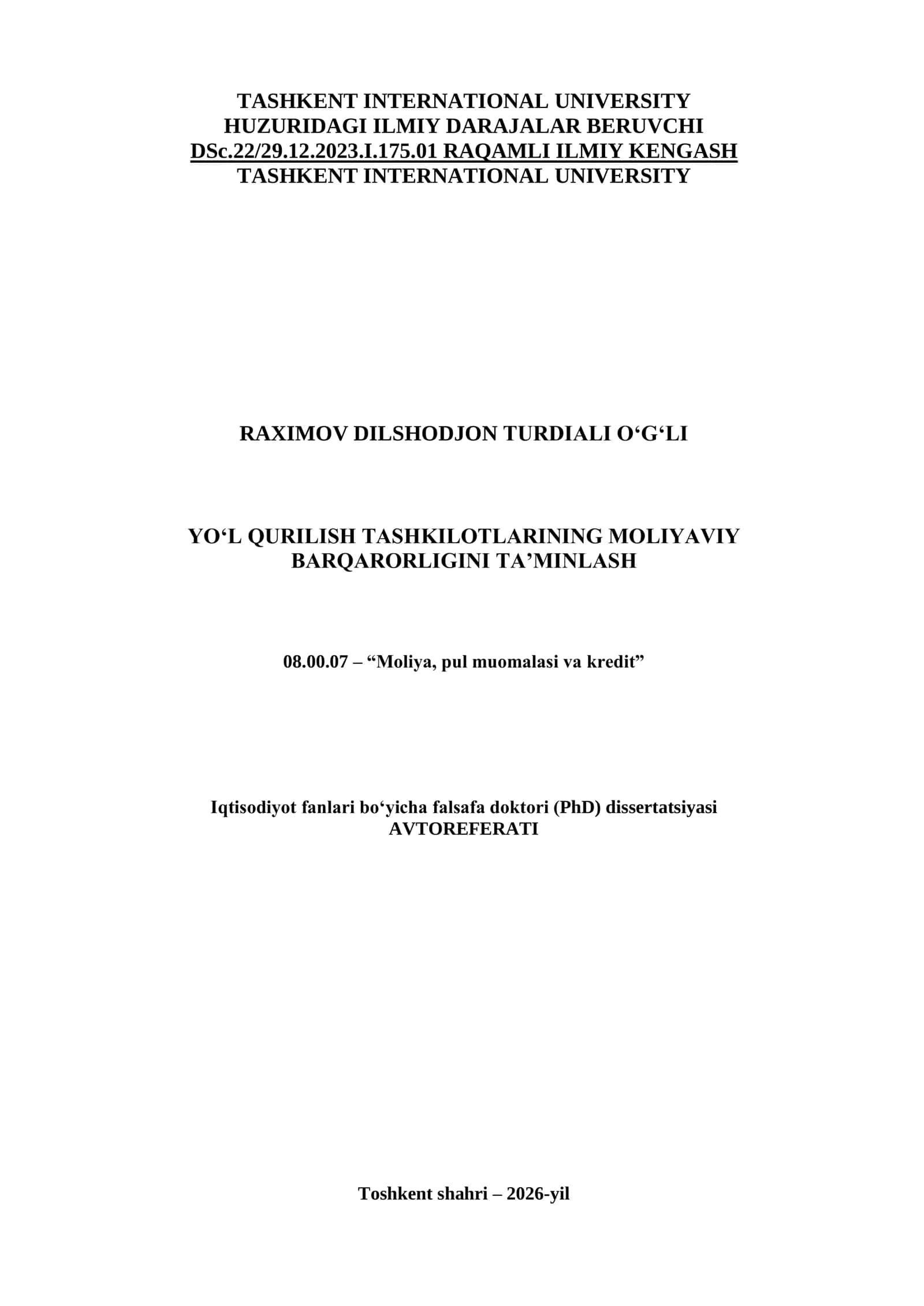 Iqtisodiyot fanlari boʻyicha falsafa doktori (PhD) dissertatsiyasi 3