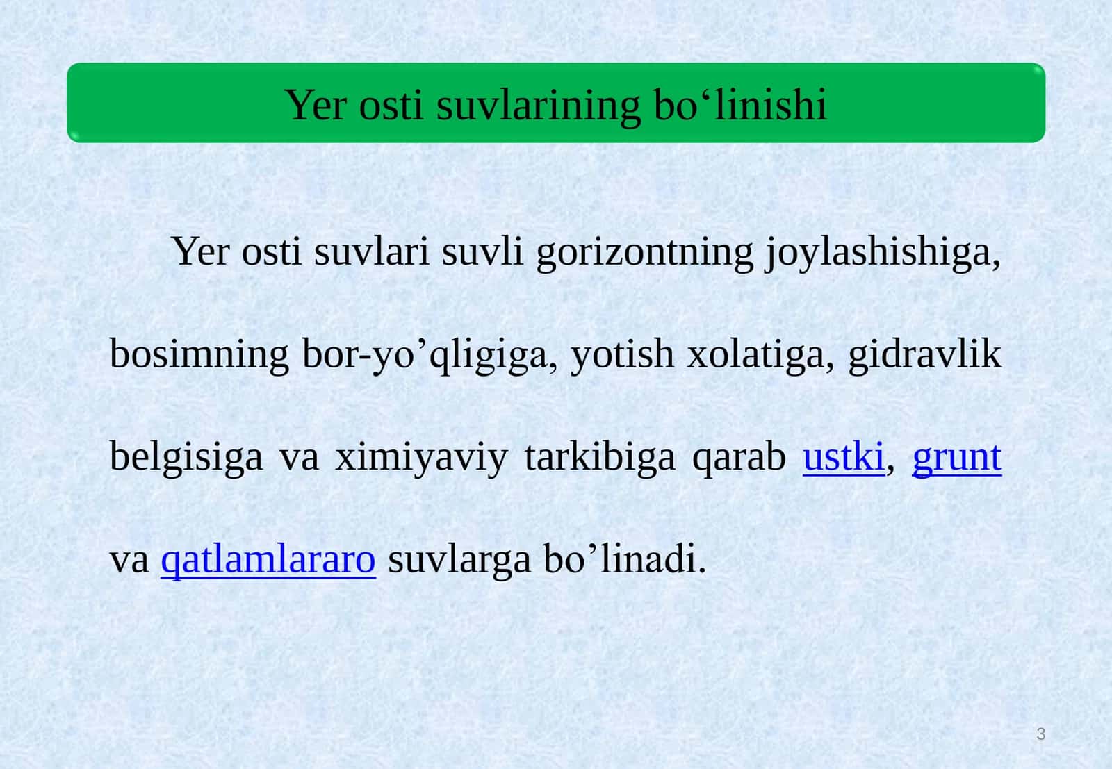 O‘zbekiston hududidagi tuproq va yer osti suvlarining harakati 3