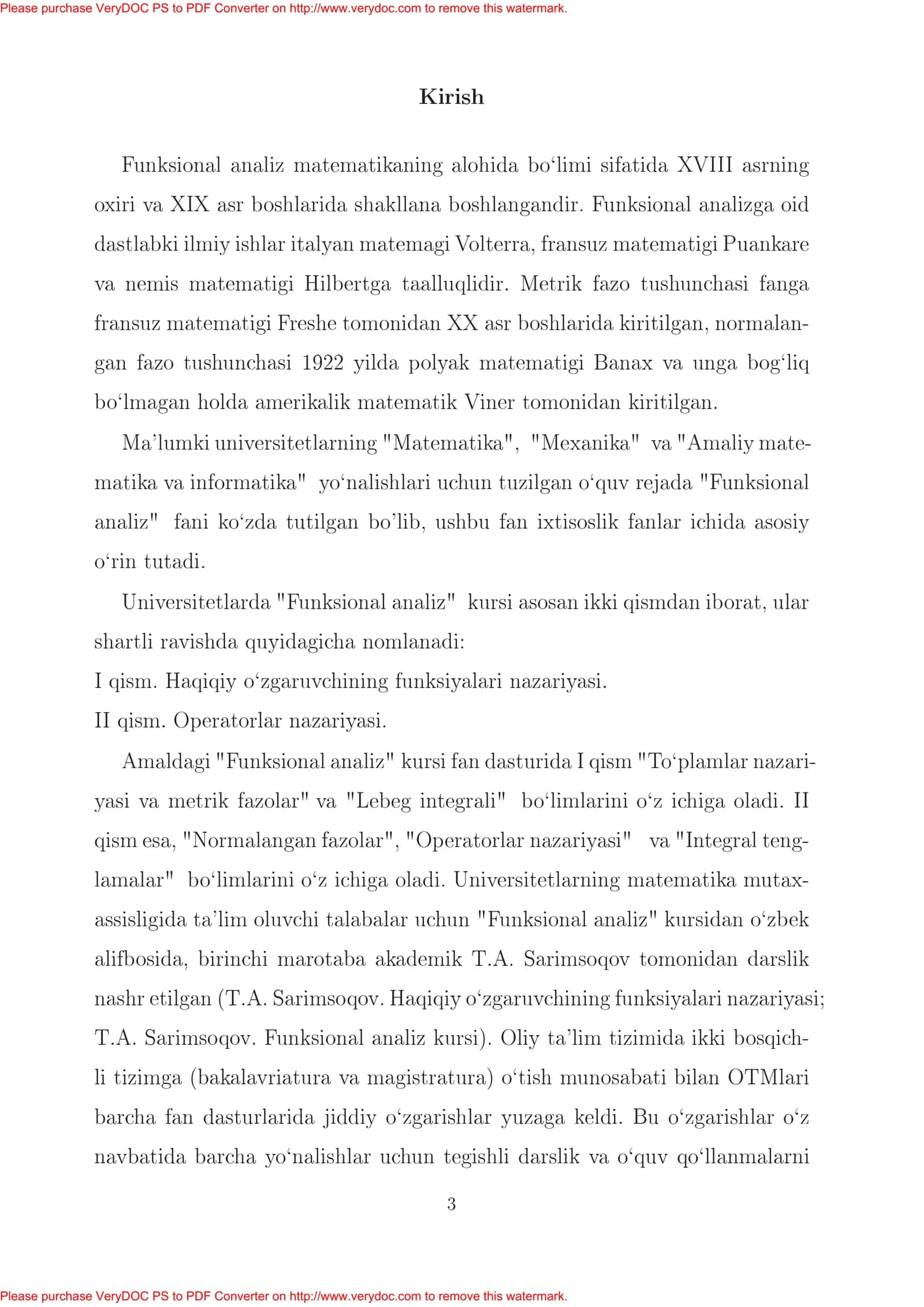 FUNKSIONAL ANALIZ (misol va masalalar yechish) II QISM 3