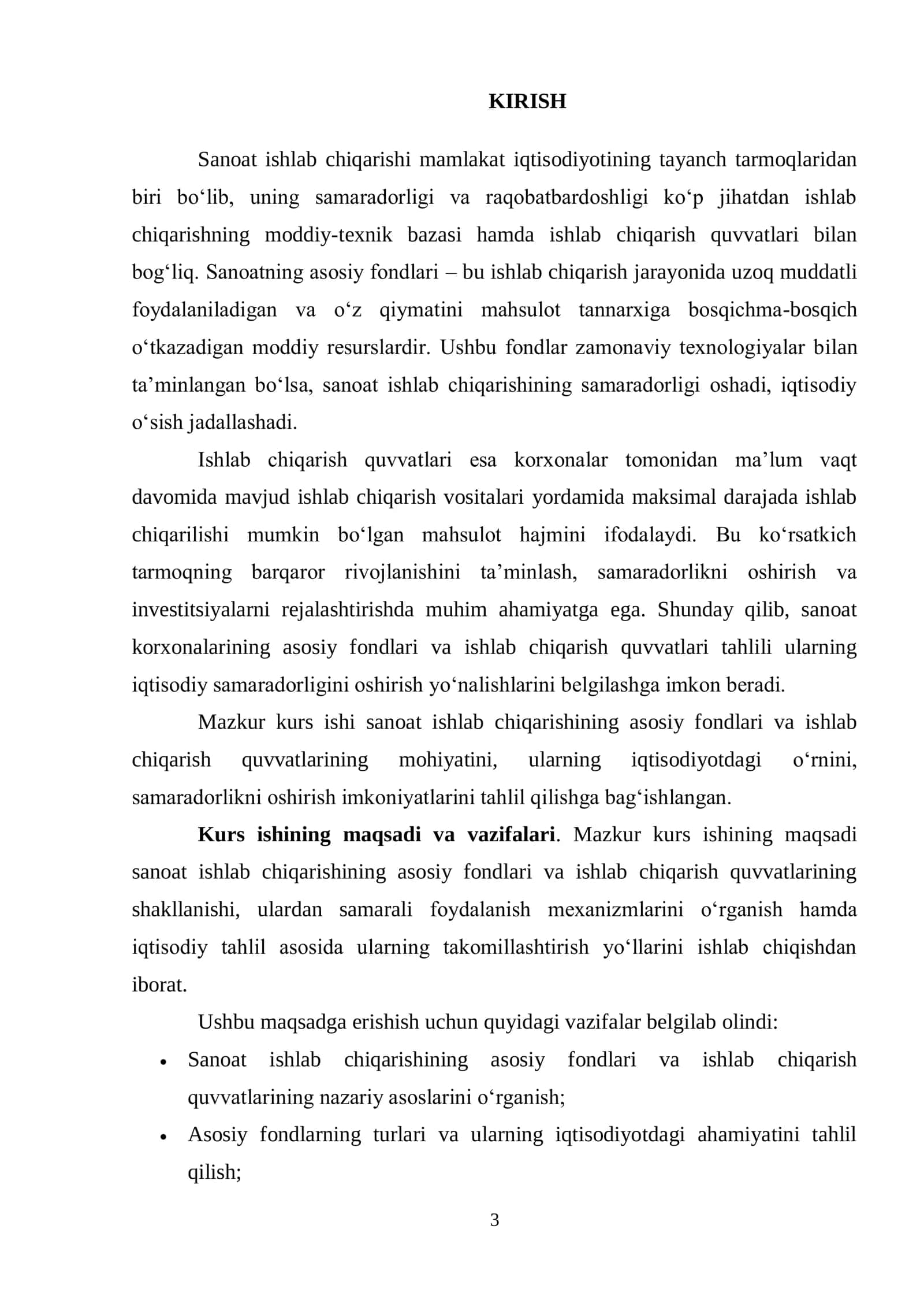 Sanoat ishlab chiqarishining asosiy fondlari va ishlab chiqarish quvvatlari 3