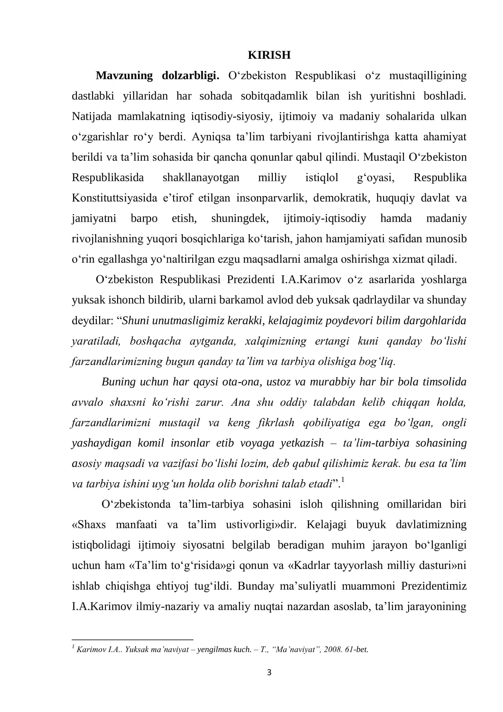 O„ZBEKISTON RESPUBLIKASI OLIY VA O„RTA MAXSUS TA‟LIM VAZIRLIGI NIZOMIY NOMIDAGI TOSHKENT DAVLAT PEDAGOGIKA UNIVERSITETI 3