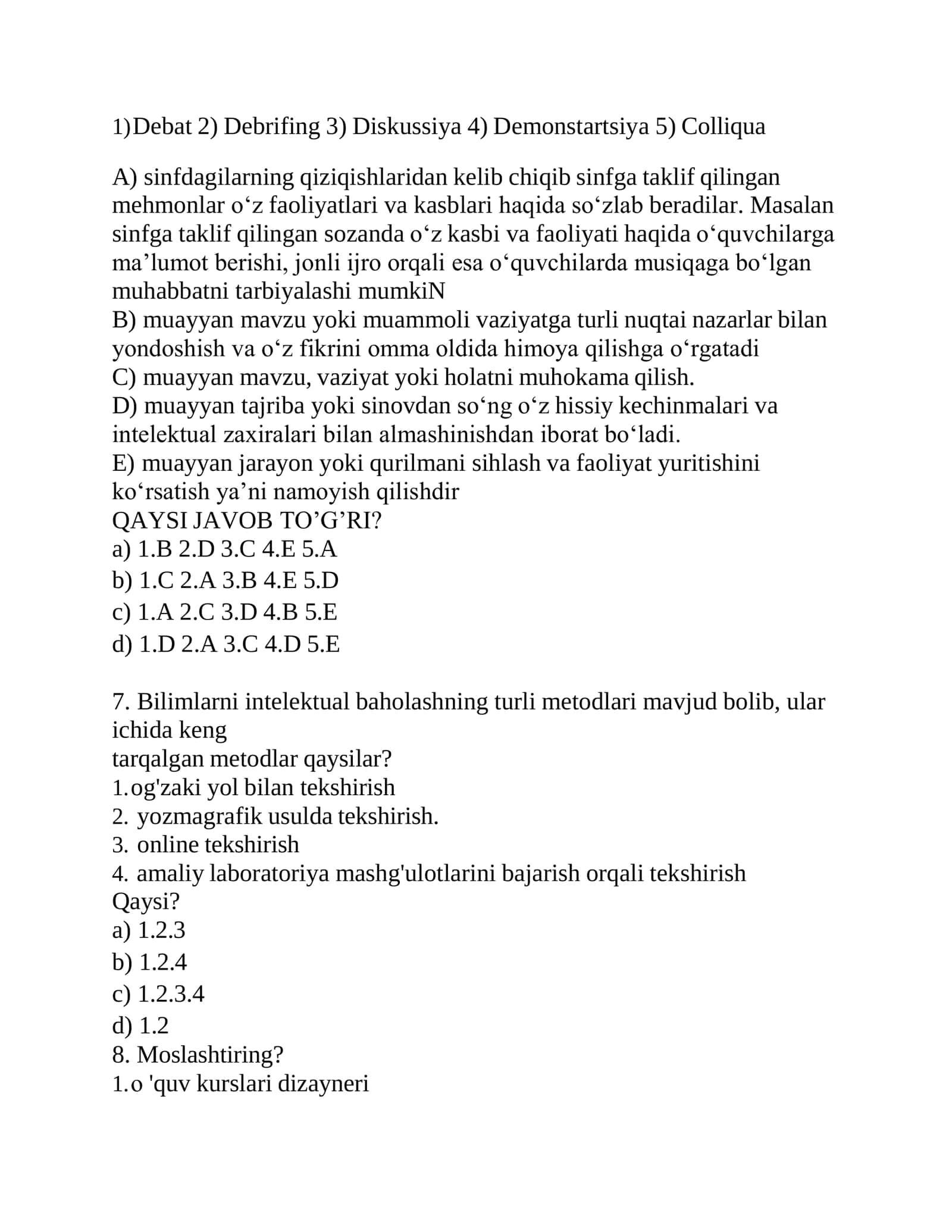 Pedagodik mahorat MOCK attestatsiya namunasida tuzilgan test yangi 2026 3