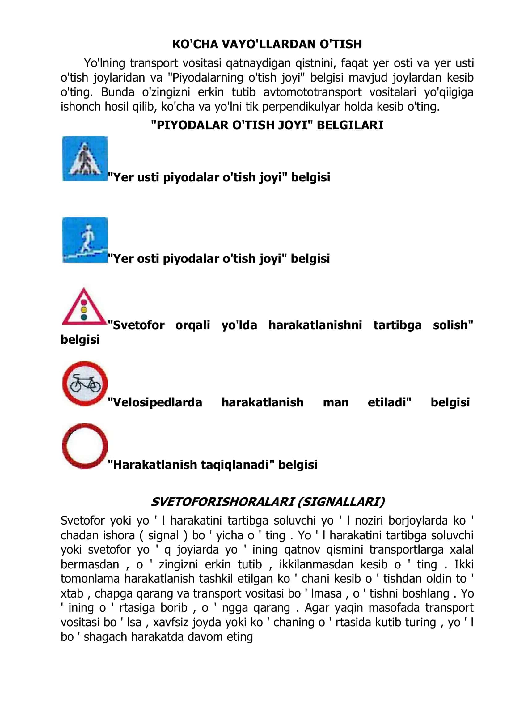 Yo’l Harakati Xavfsizligi Qoidalari 3