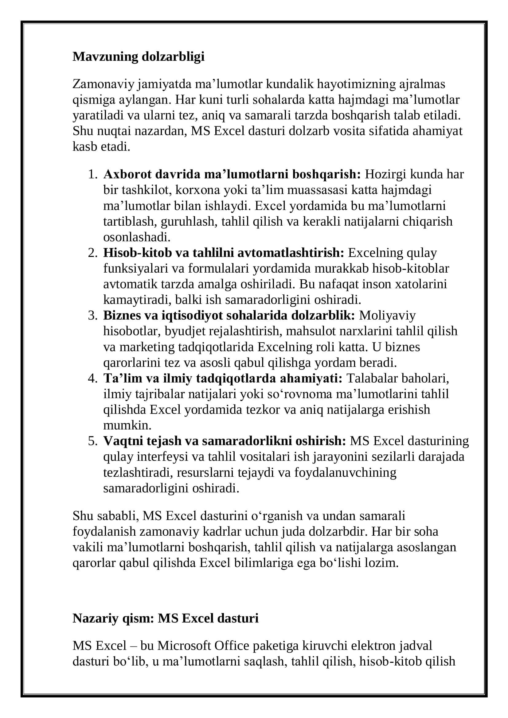 MS Excel dasturi 3