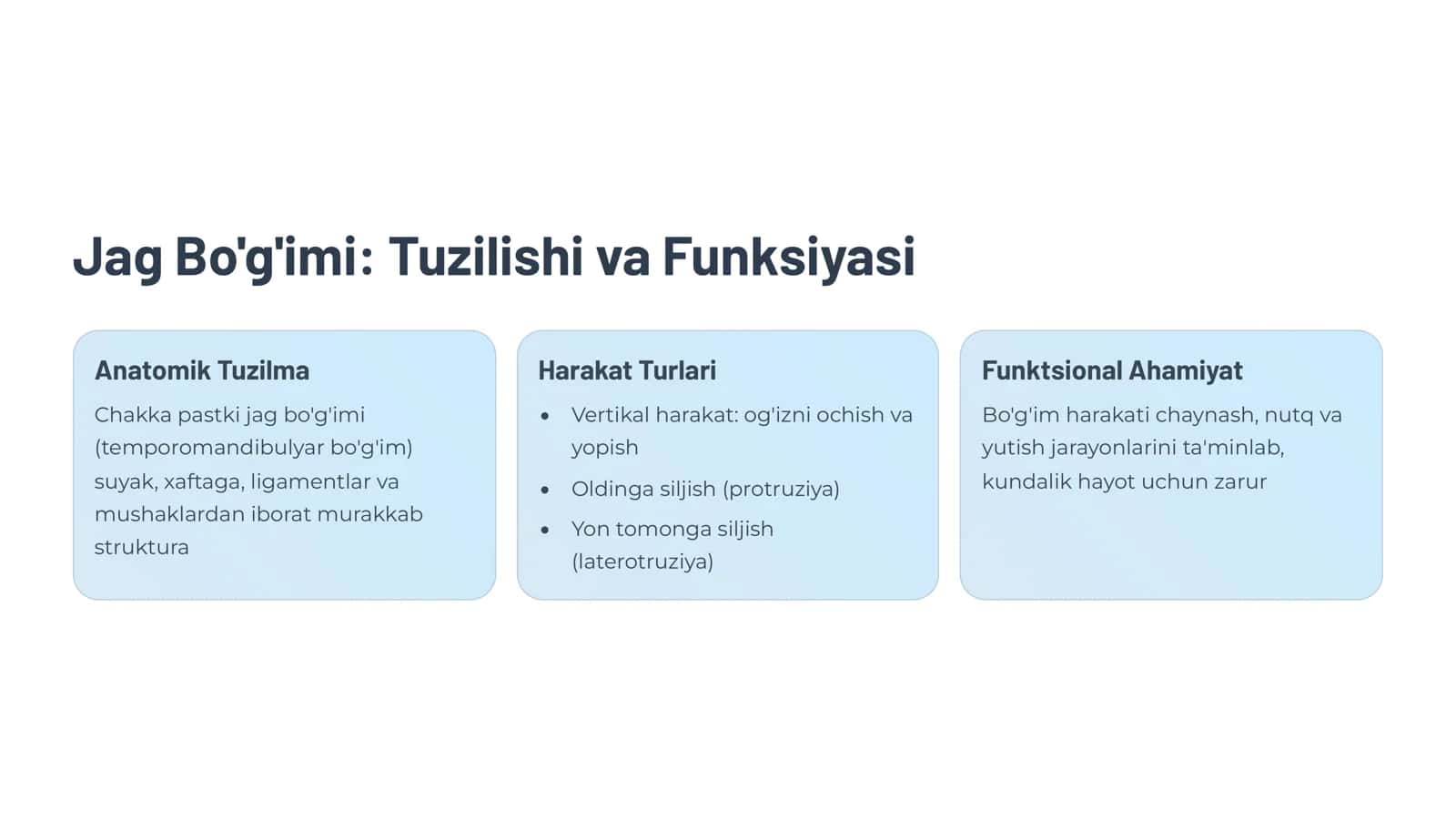 Pastki jag xarakati.Tishlarning okklyuzion yuzalari.Shpe yegri chizigi.Benett burchagi,kesuv va bo‘g‘im yuli. 3